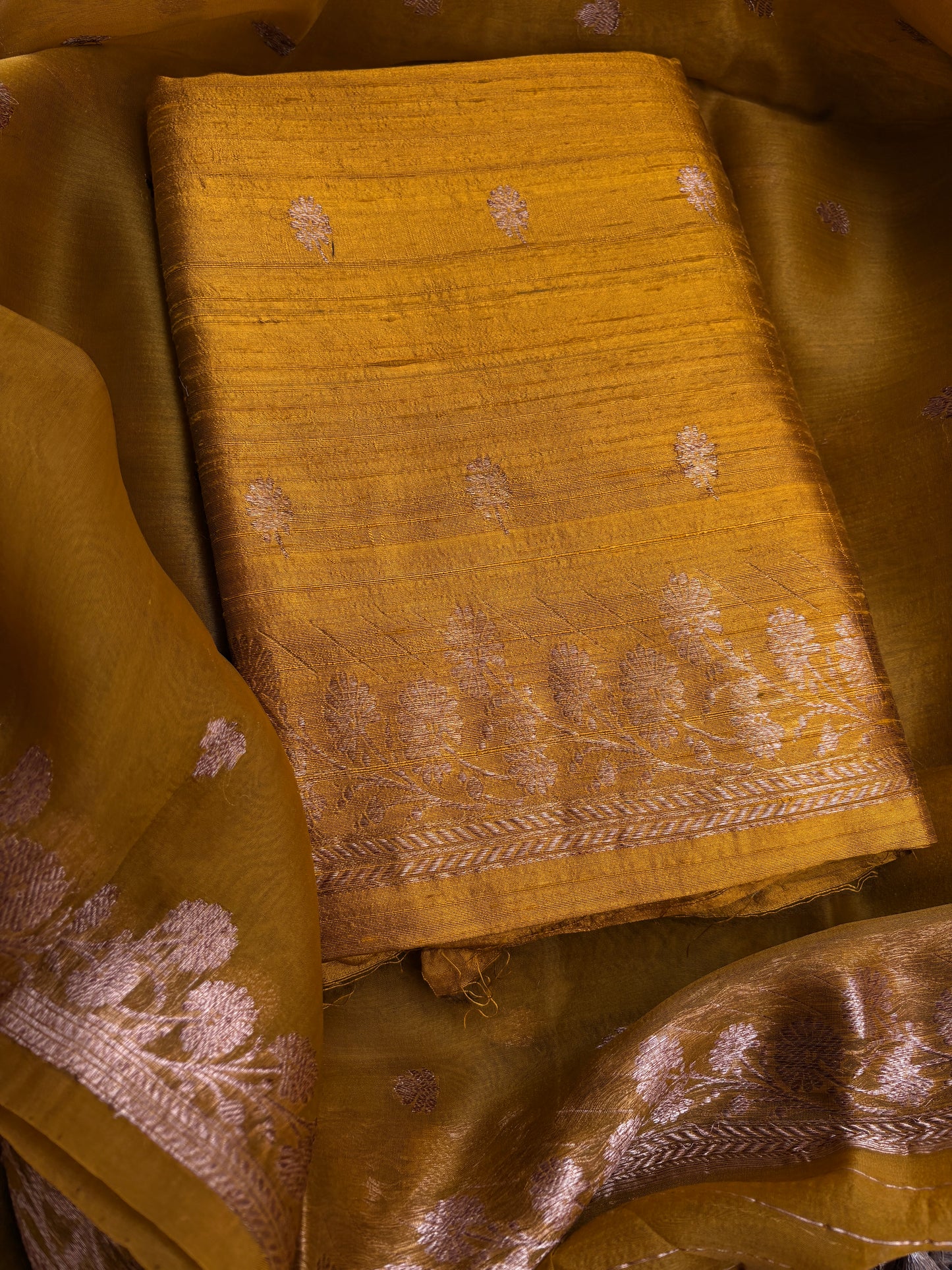 Raw silk kadhwa suit set