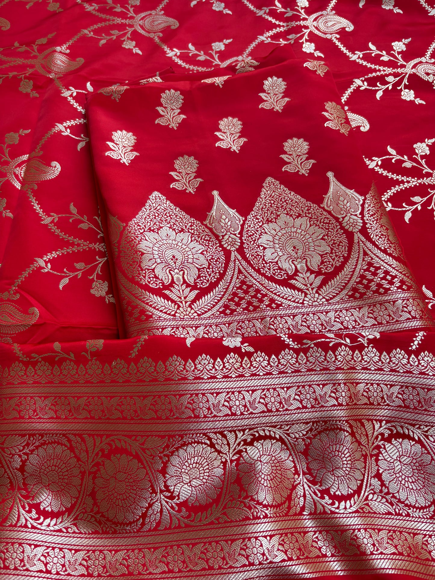 Red mashru silk 3 piece suit set