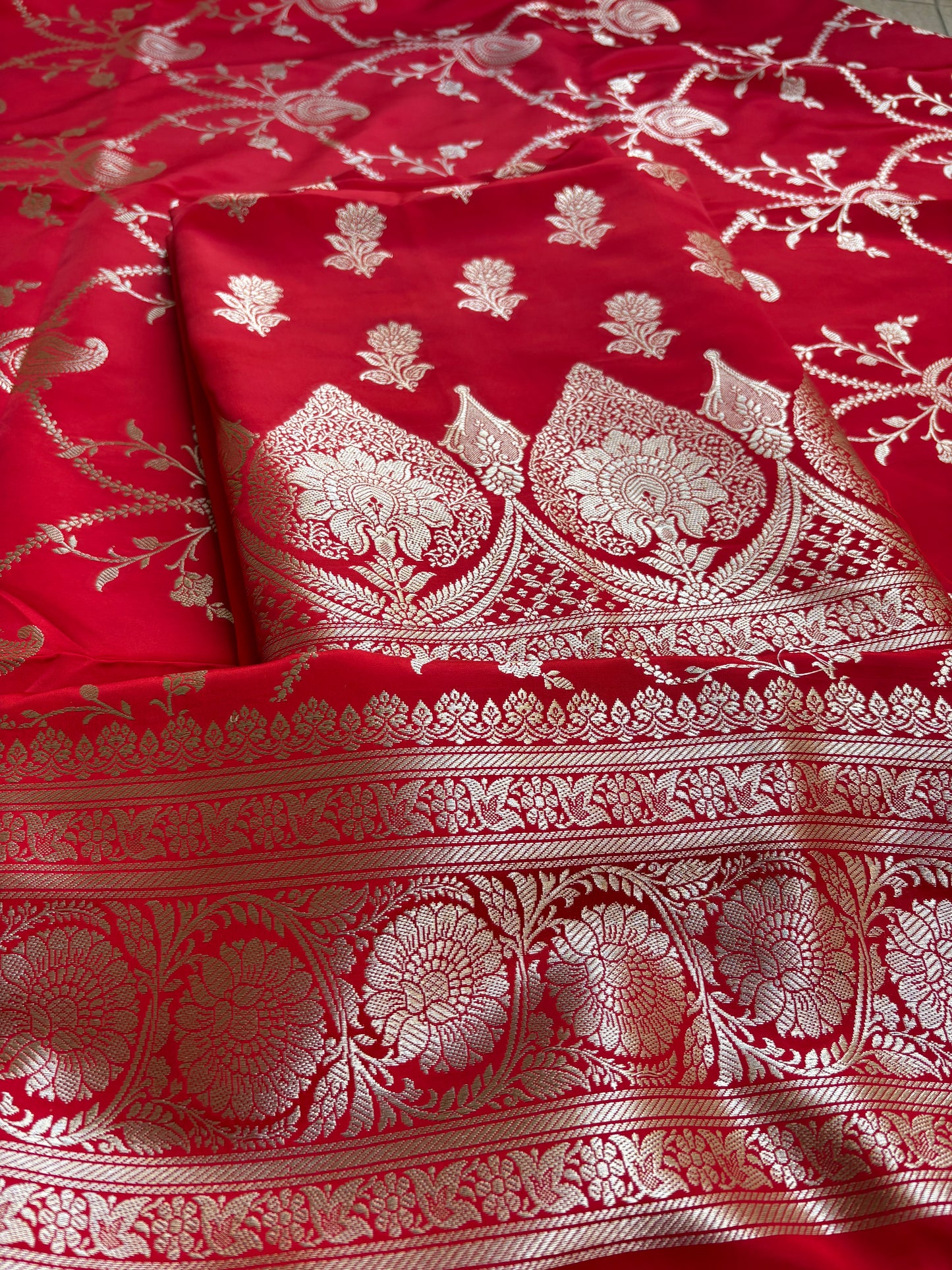 Red mashru silk 3 piece suit set