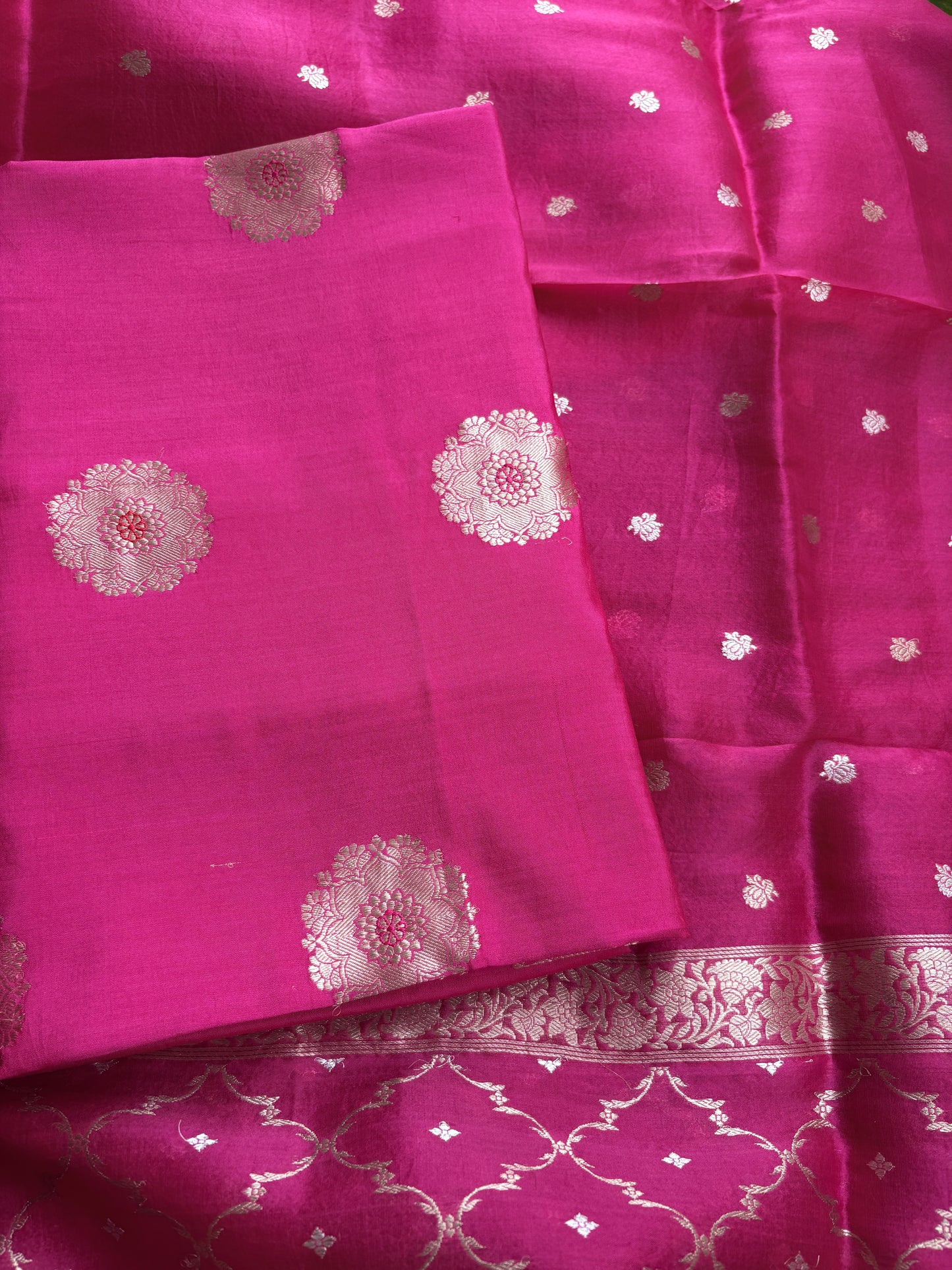Pink Chiniya kora kadhwa suit set
