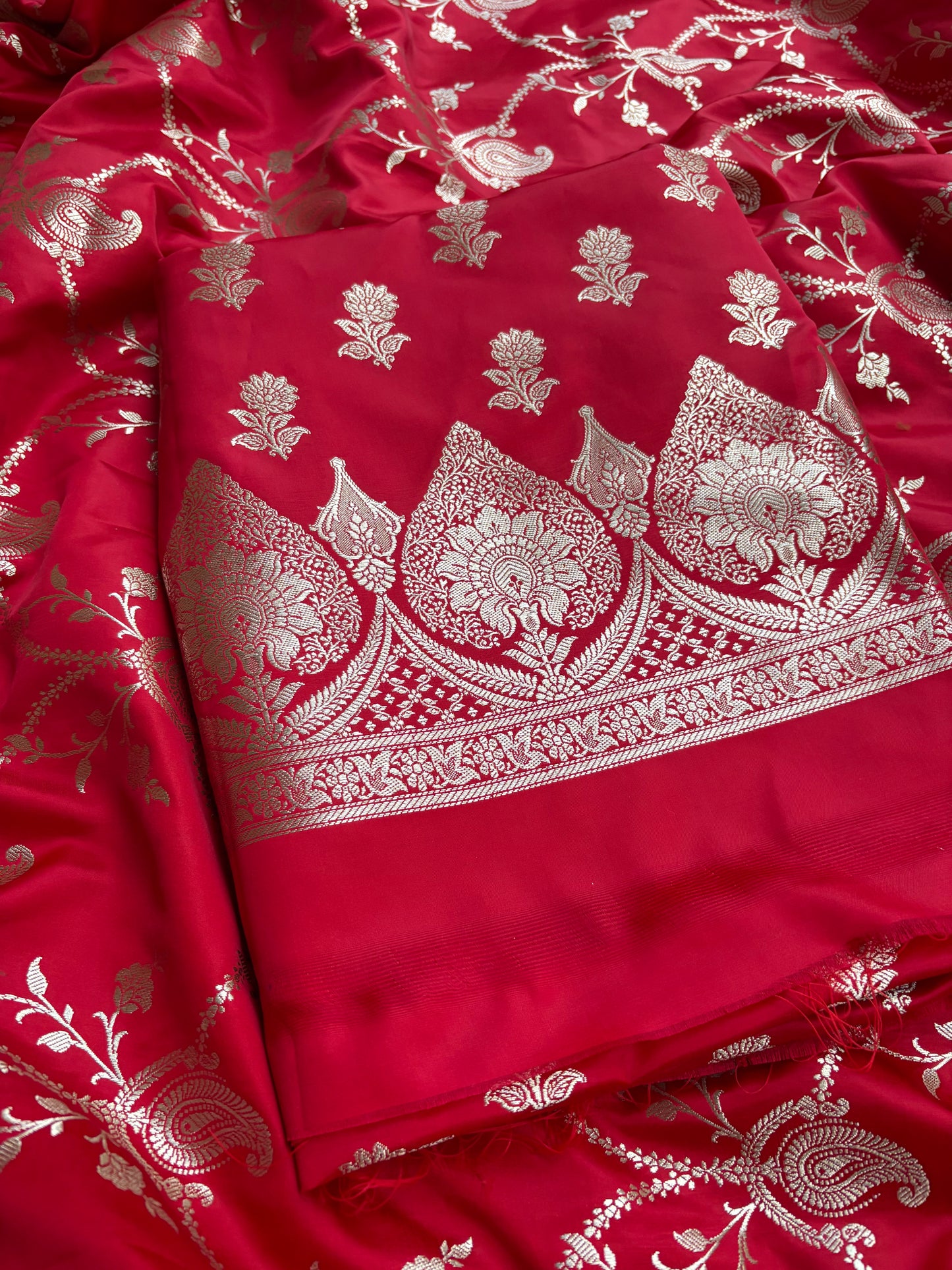 Red mashru silk 3 piece suit set