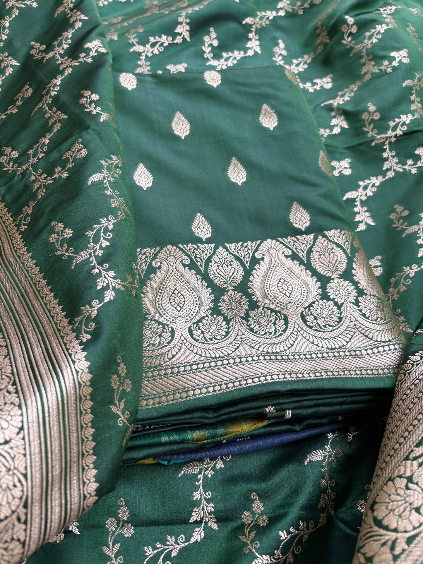 Green mashru silk suit set