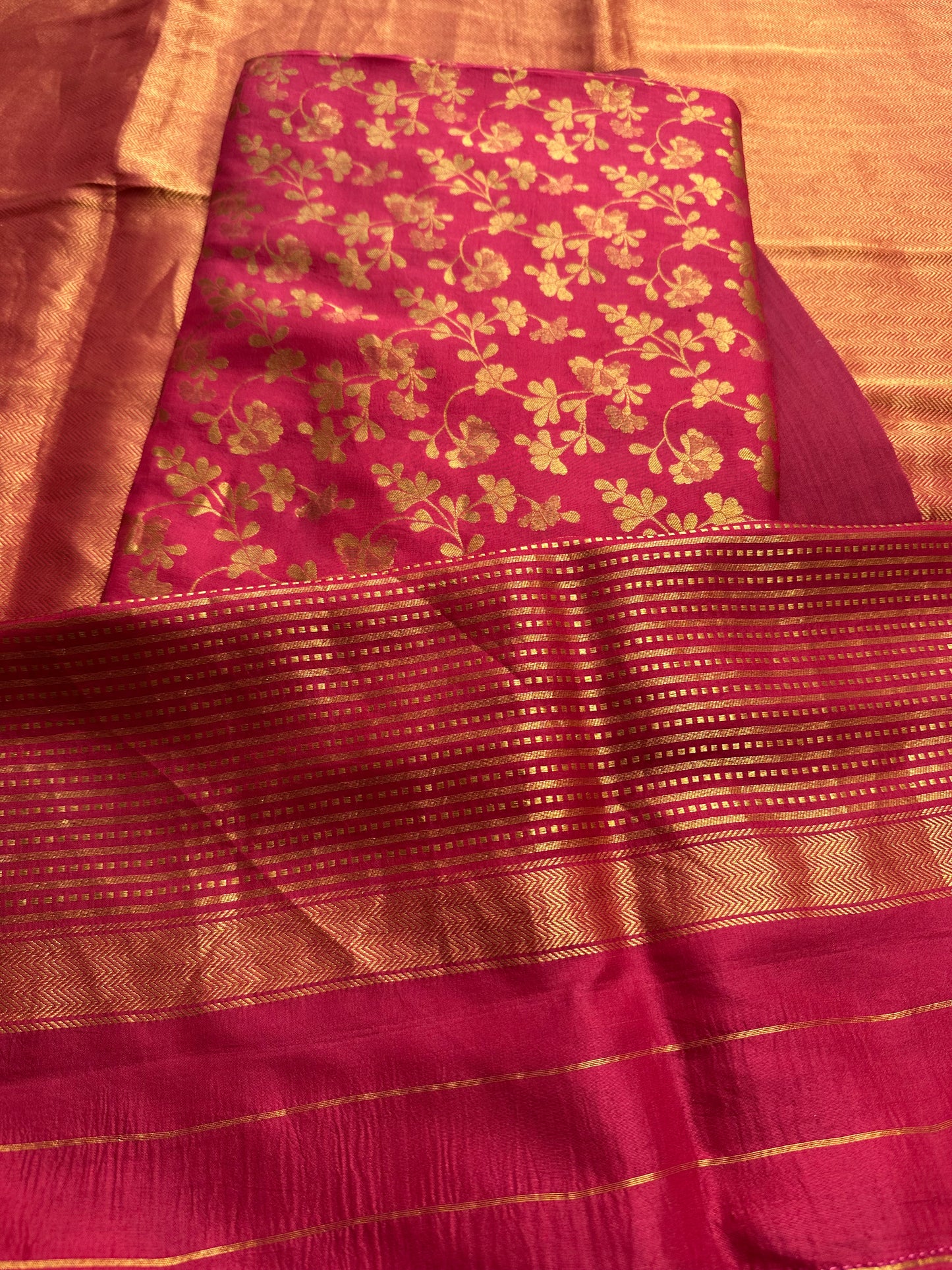 Red Jaal katan gold suit set
