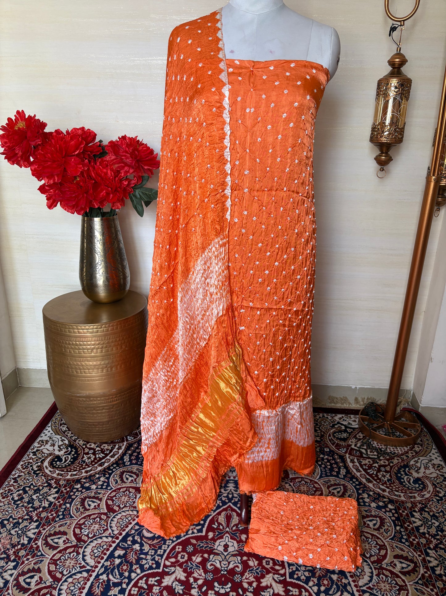 Orange bandhani suit set