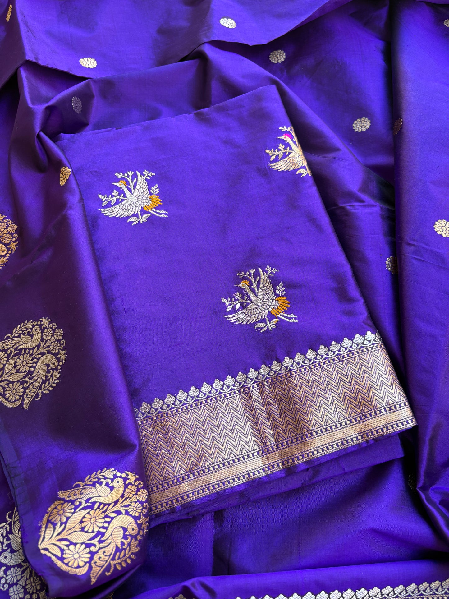 Purple katan by katan silk kadhwa suit set