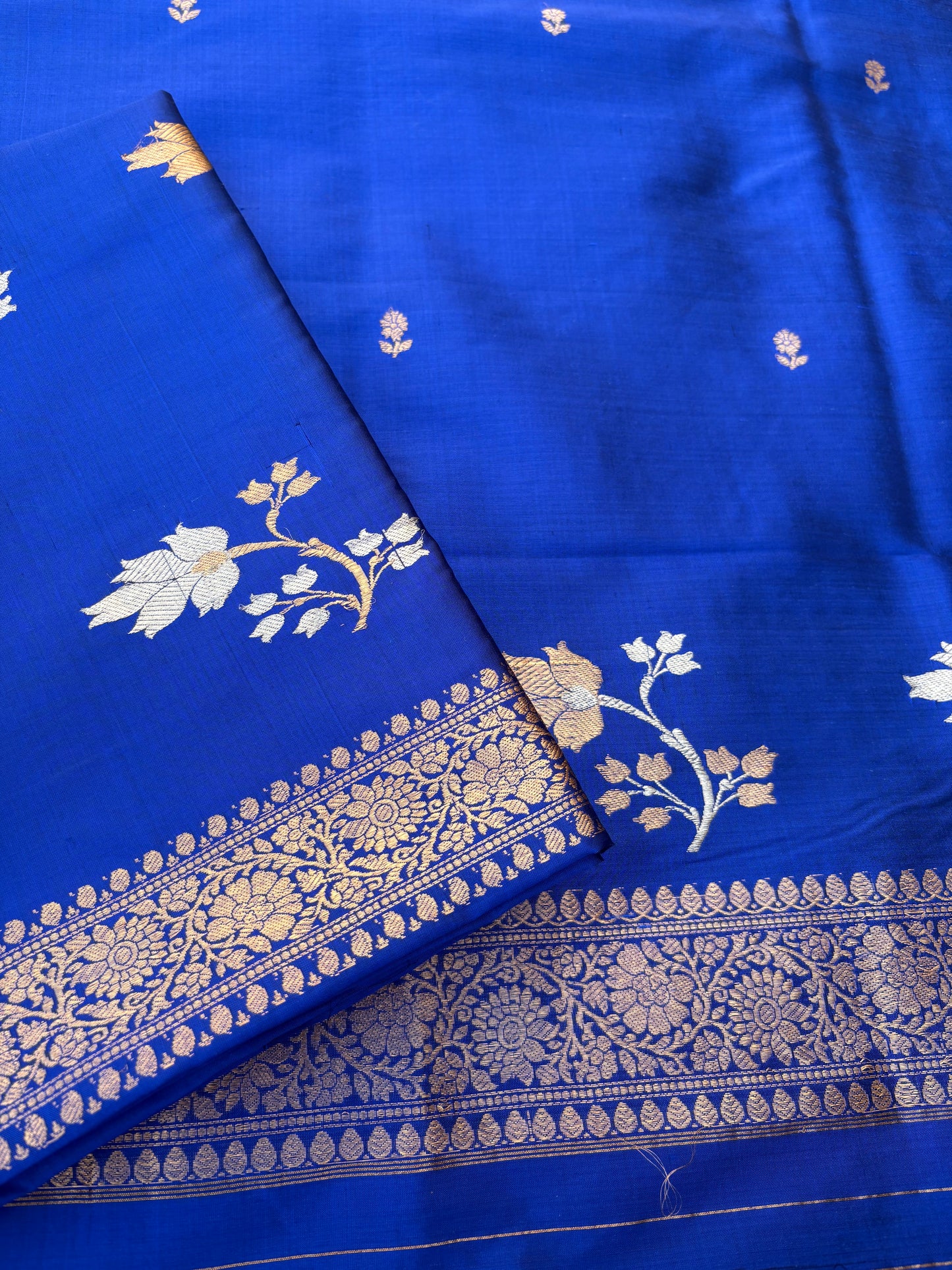 Blue katan by katan silk 3 piece kadhwa suit set