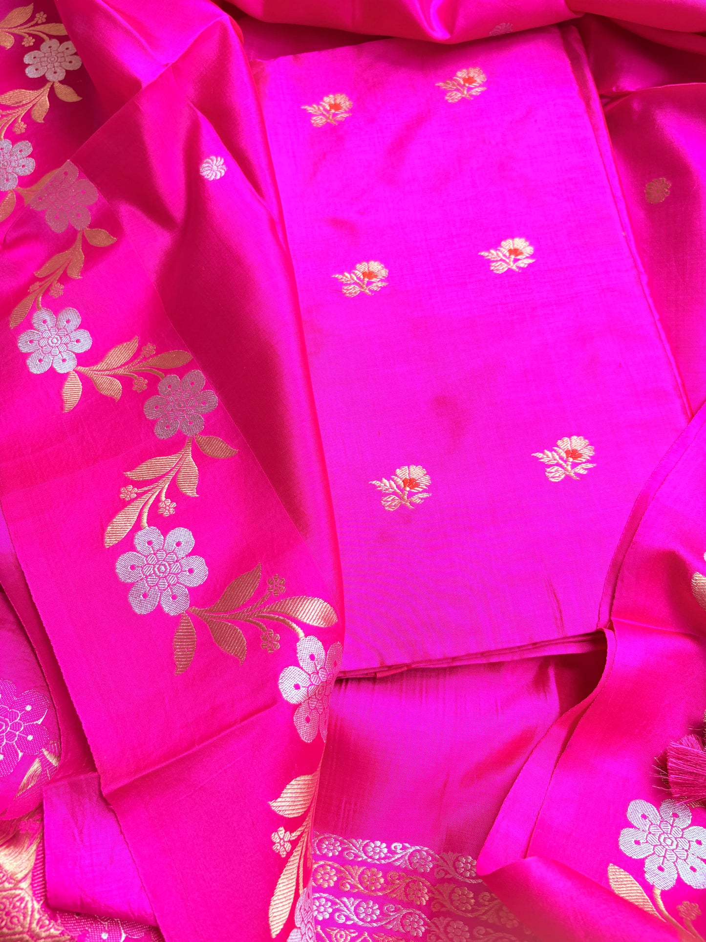 Pink katan by katan silk 3 piece suit set