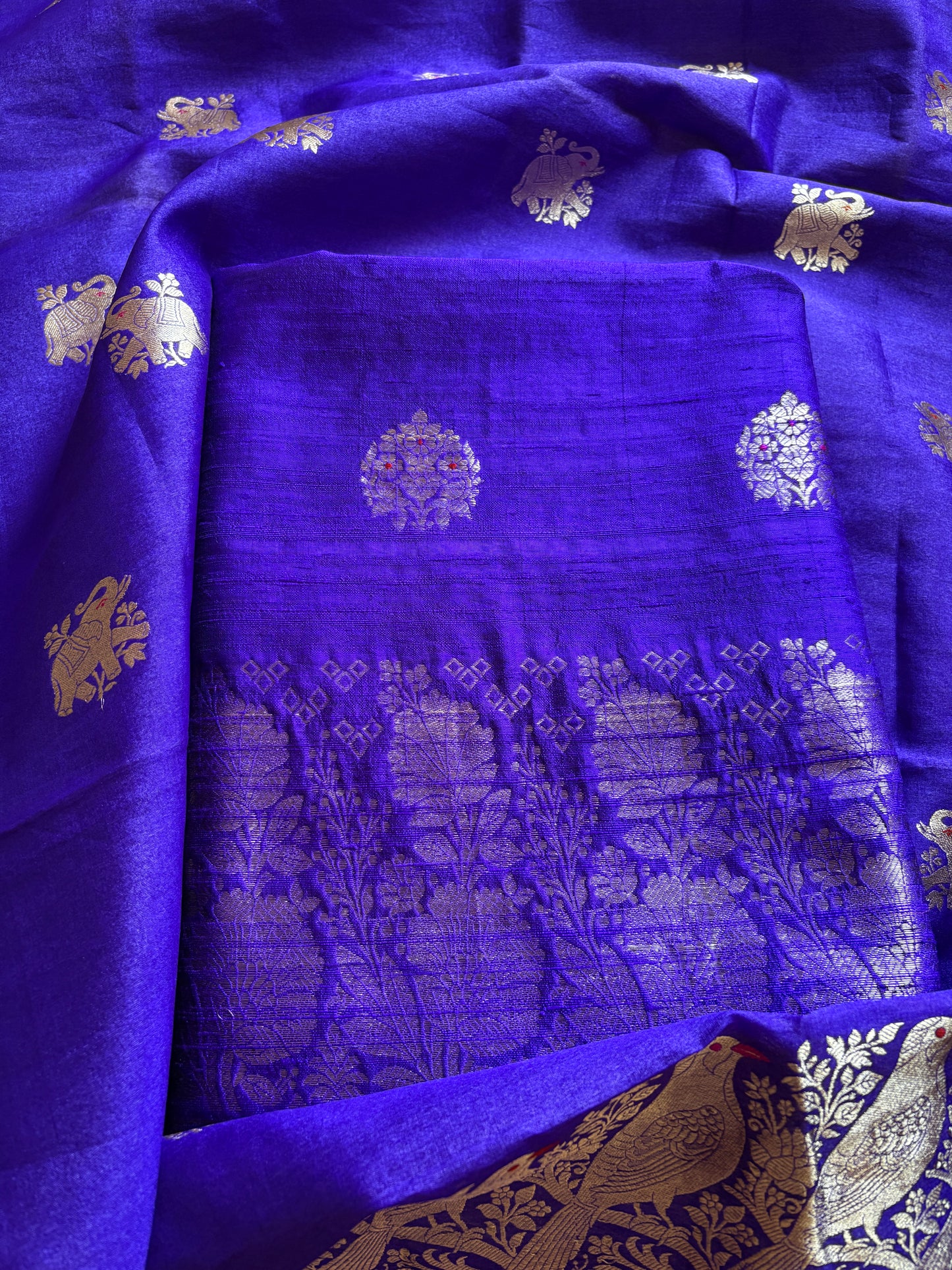 Purple raw silk kurta, bottom and kora kadhwa dupatta