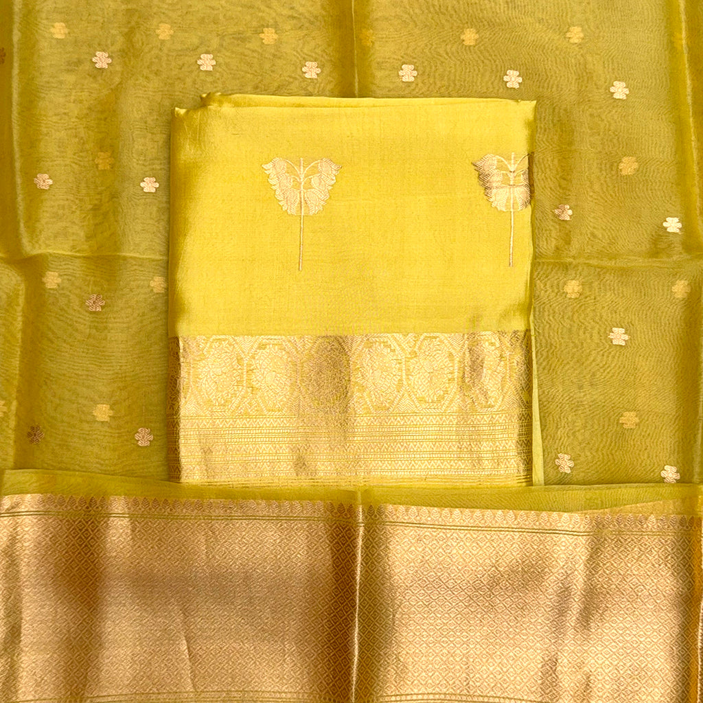 Yellow Chiniya kora silk suit set