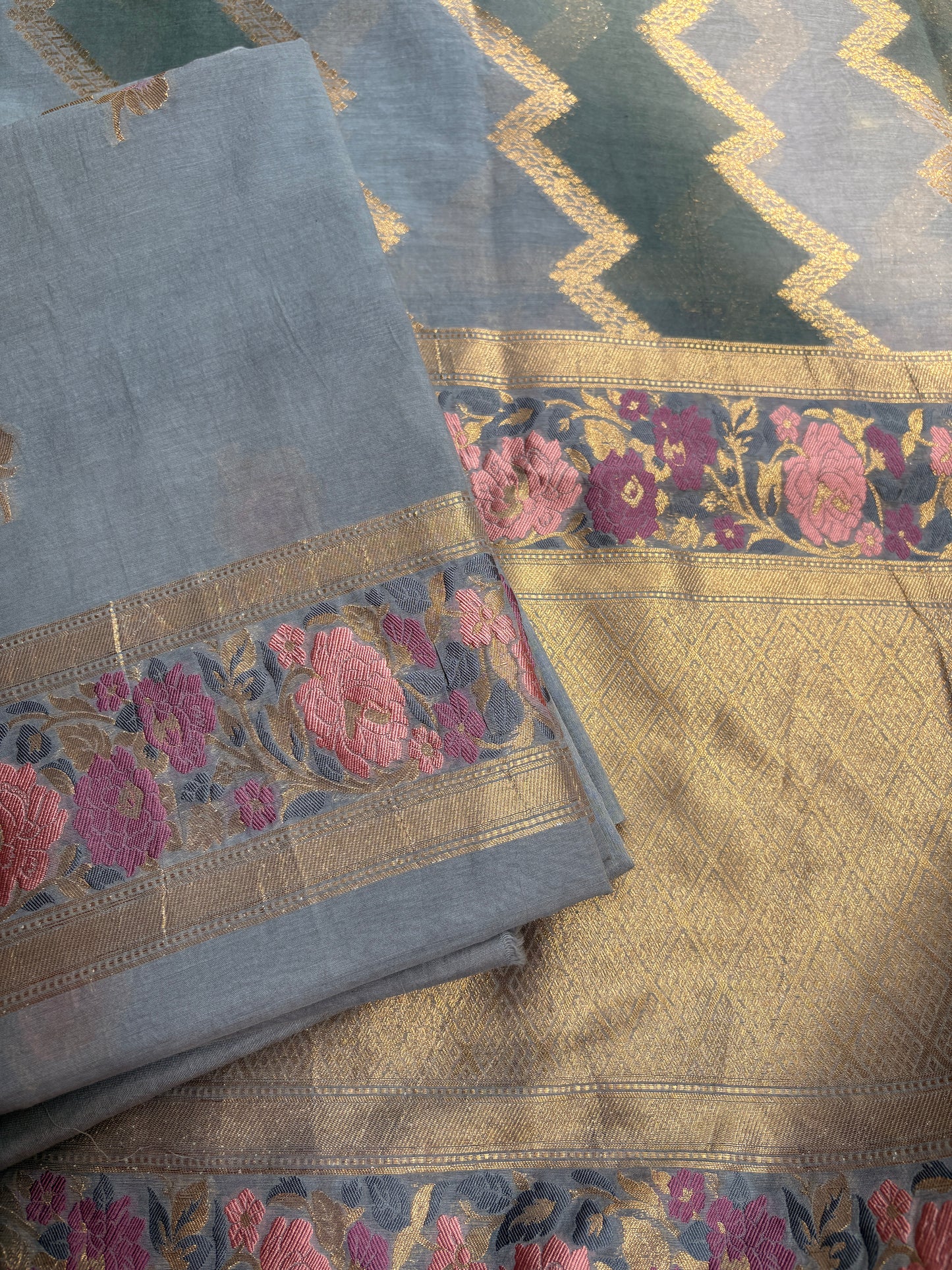 Grey Chanderi Meenakshi suit set