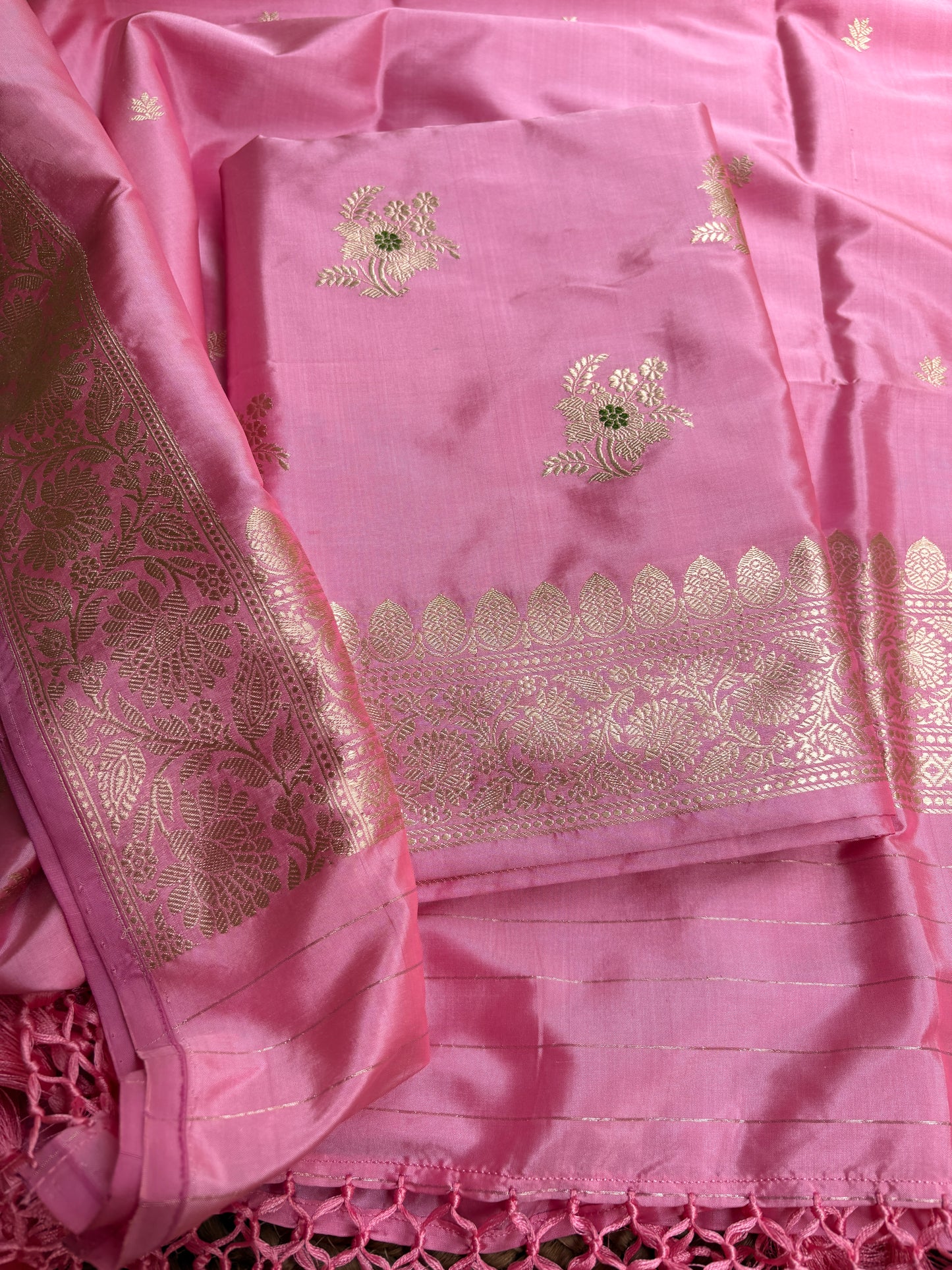 Pink Katan by katan silk meenadar suit set