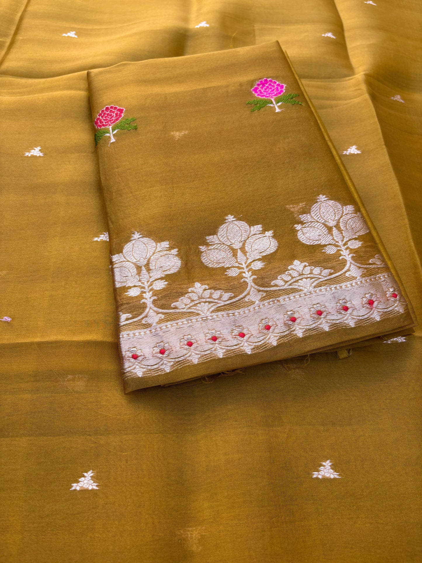 Green kora kadhwa meenadar suit set