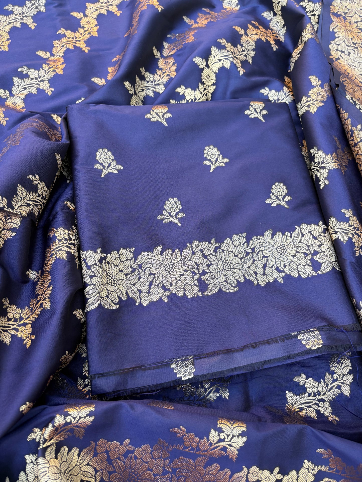 Blue premium silk 3 piece suit set