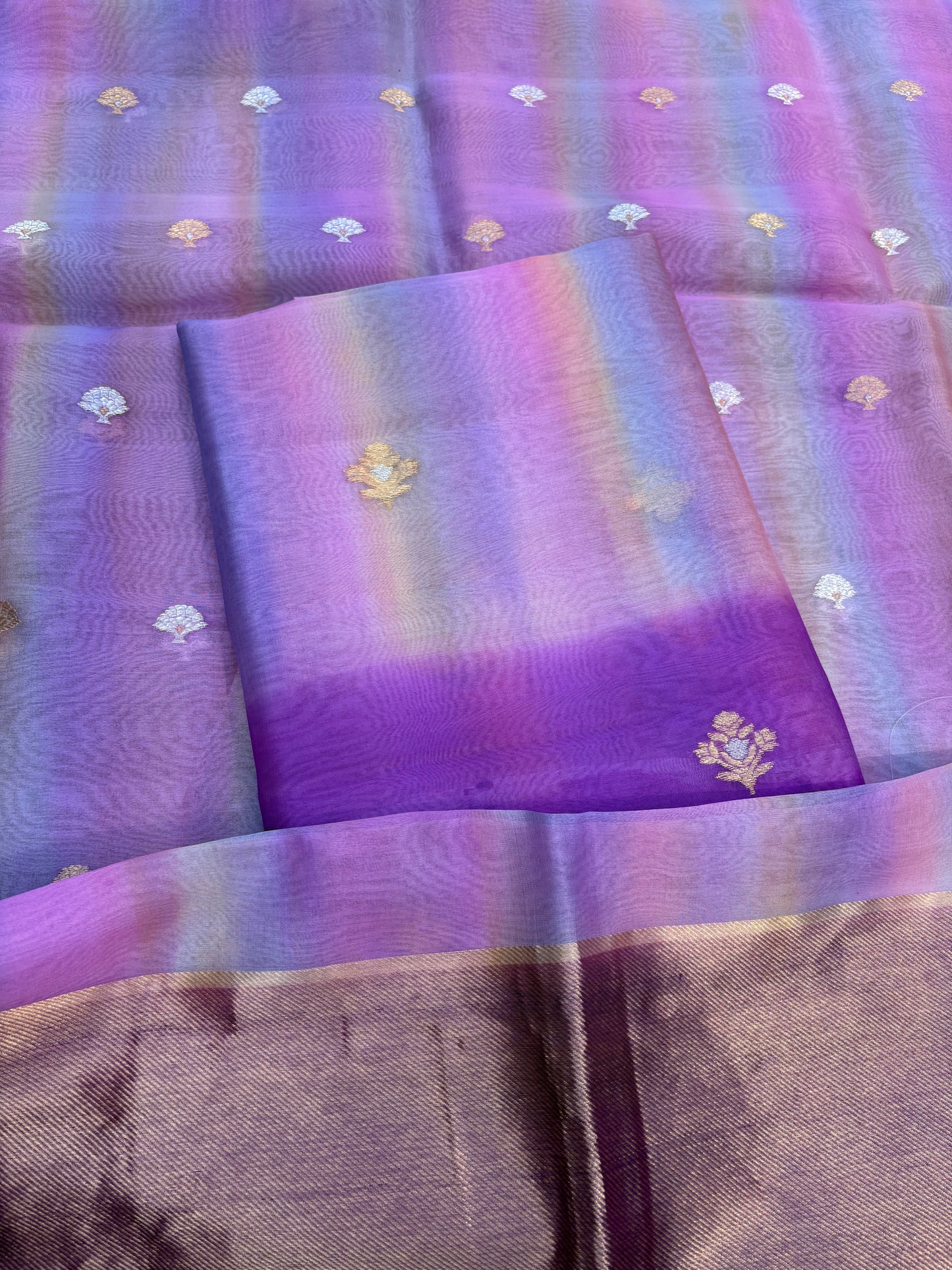 Lavender shaded kora kadhwa 3 piece suit set