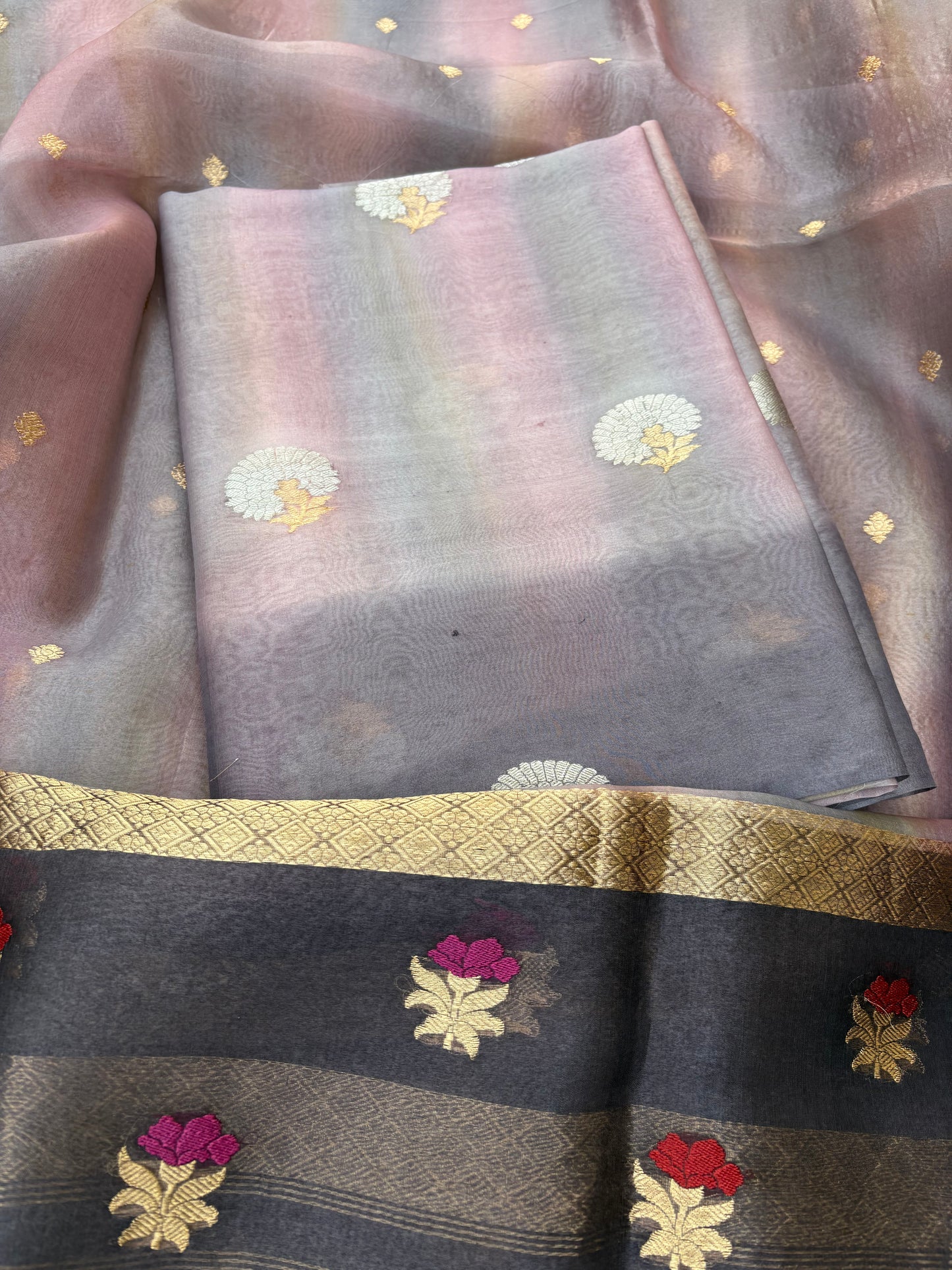 Kora kadhwa silk 3 piece suit set