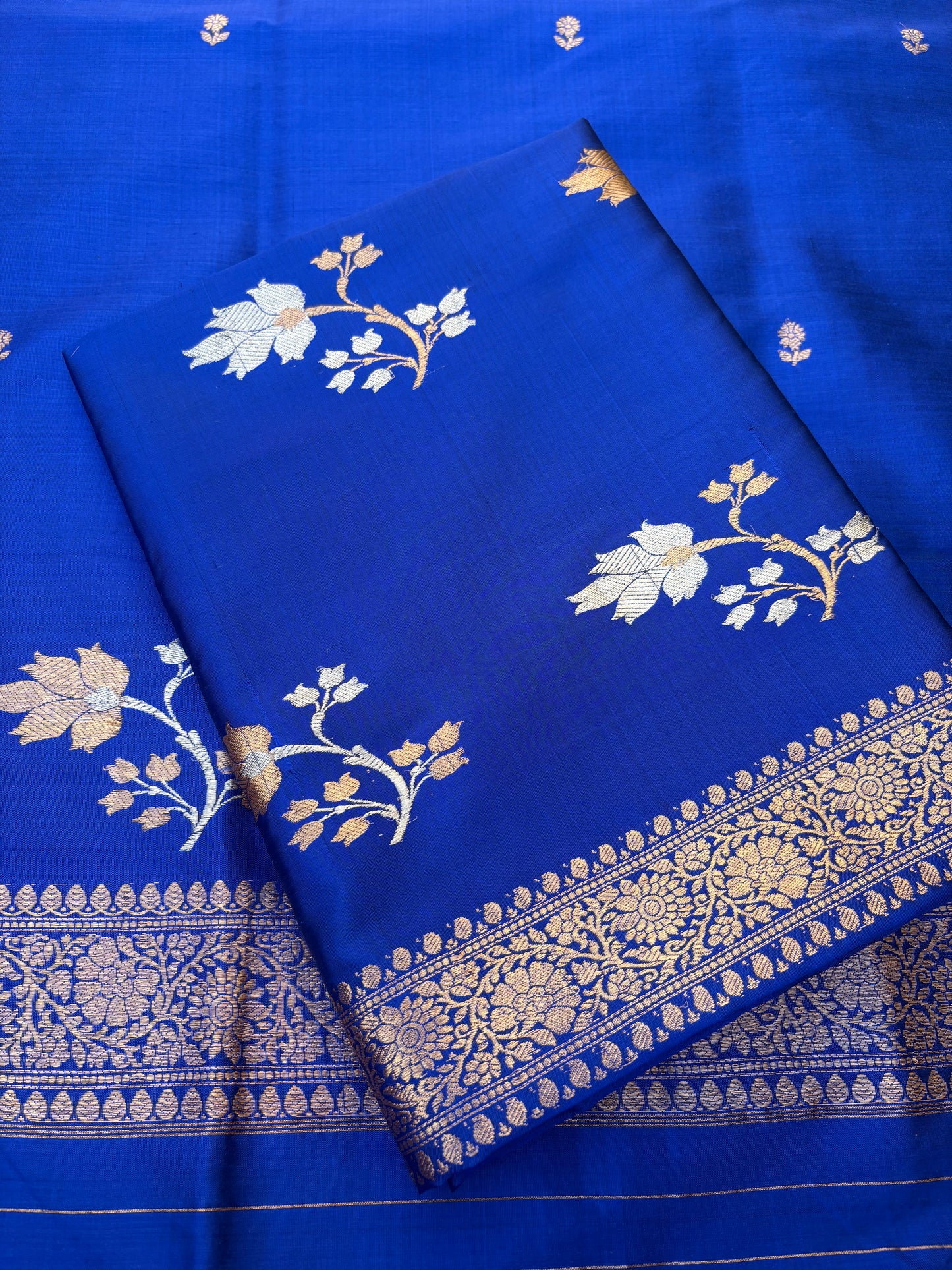 Blue katan by katan silk 3 piece kadhwa suit set