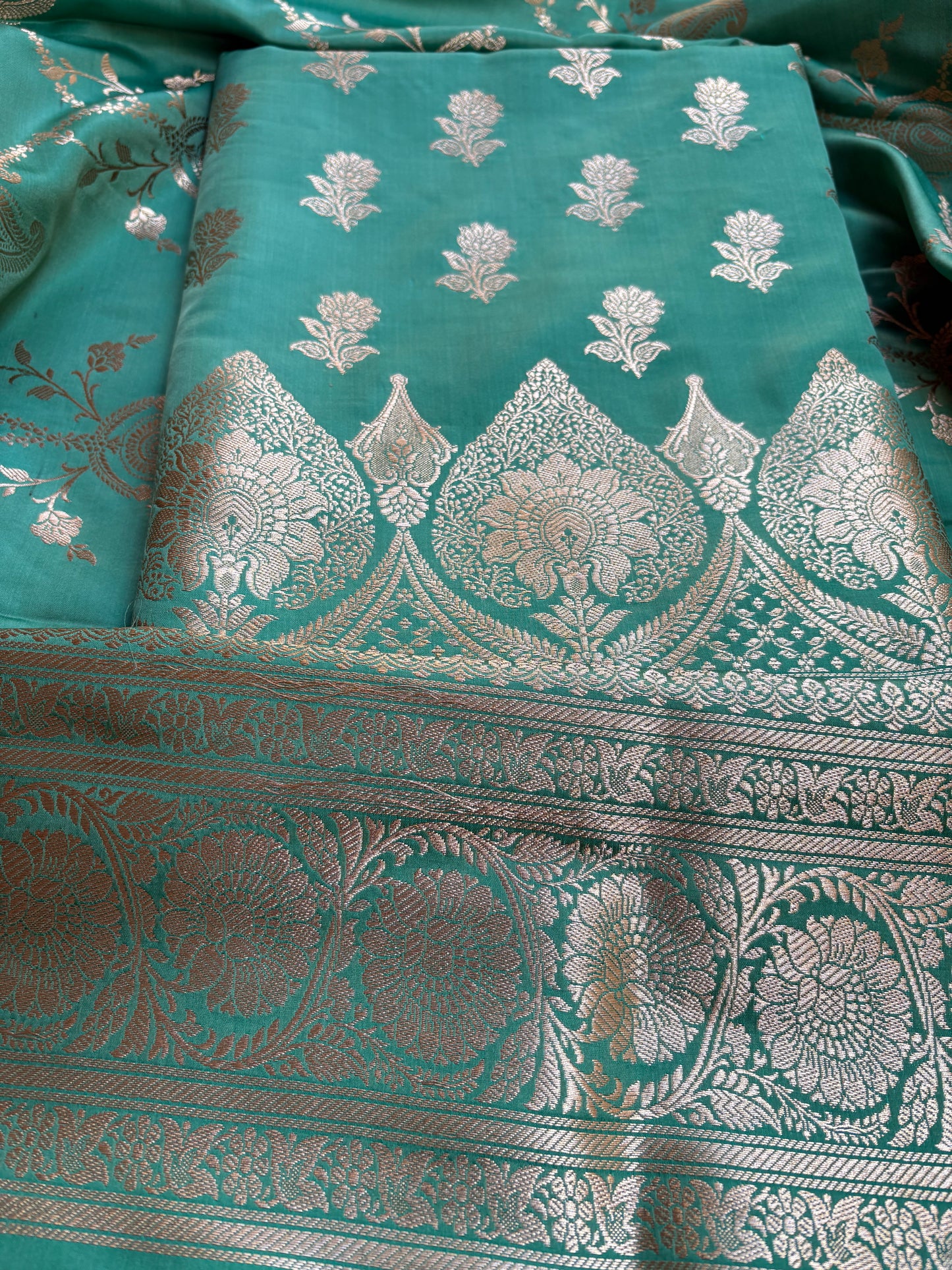 Turq mashru silk 3 piece suit set
