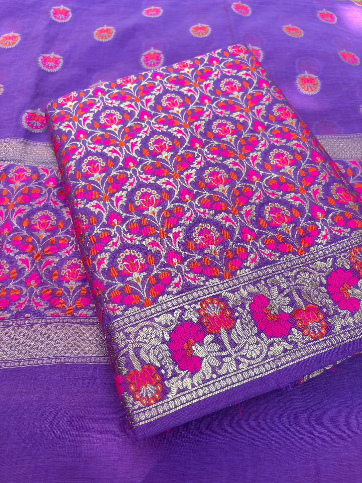 Purple meenadar Chanderi full jaal suit set