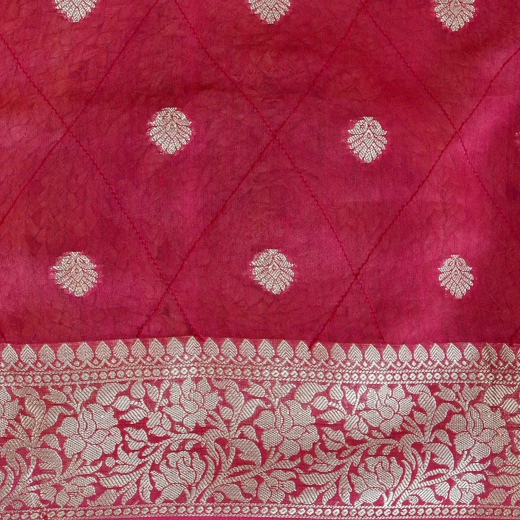 Red pink Chanderi silk kurta set