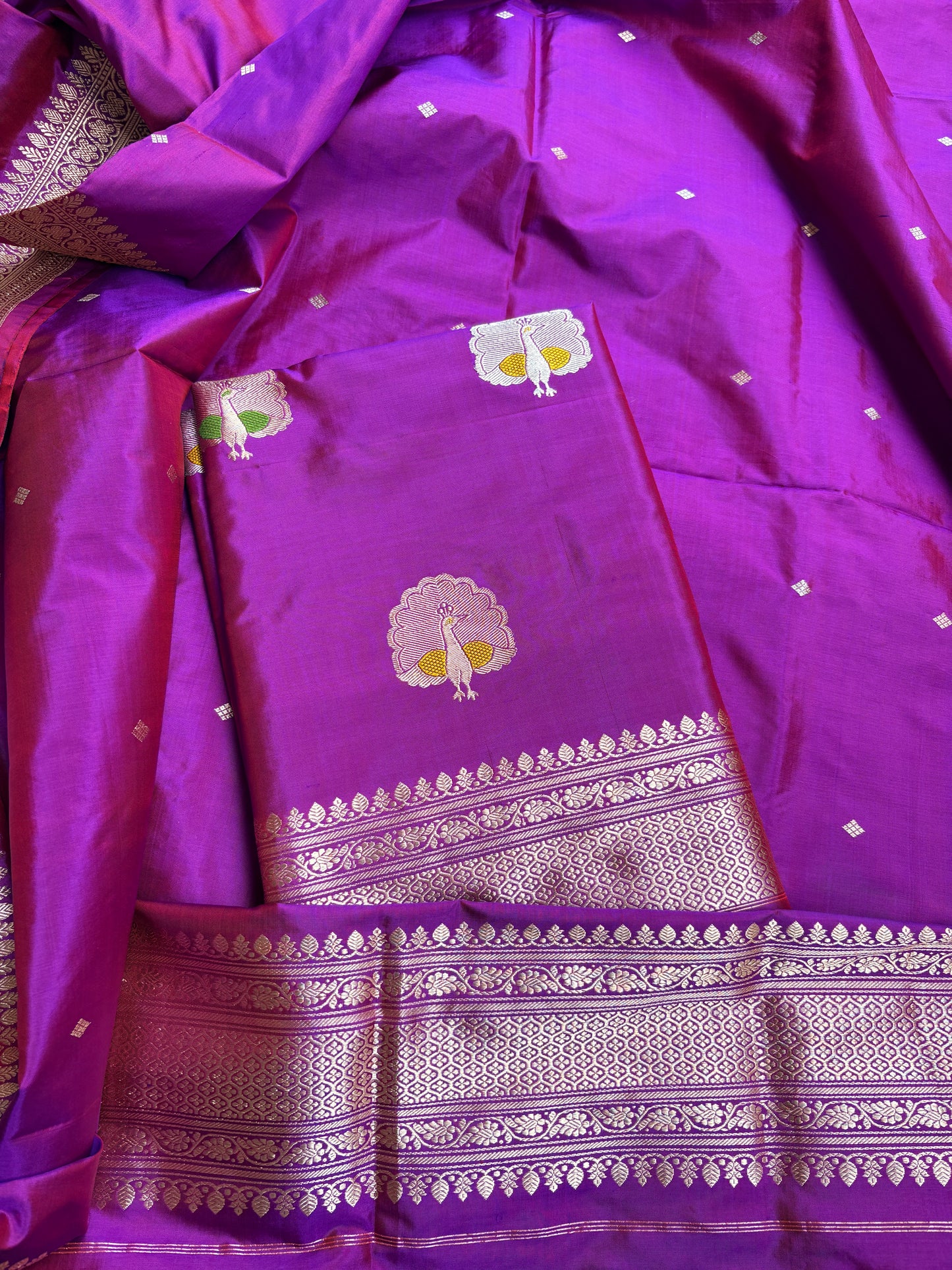 Magenta purple katan by katan silk kadhwa suit set