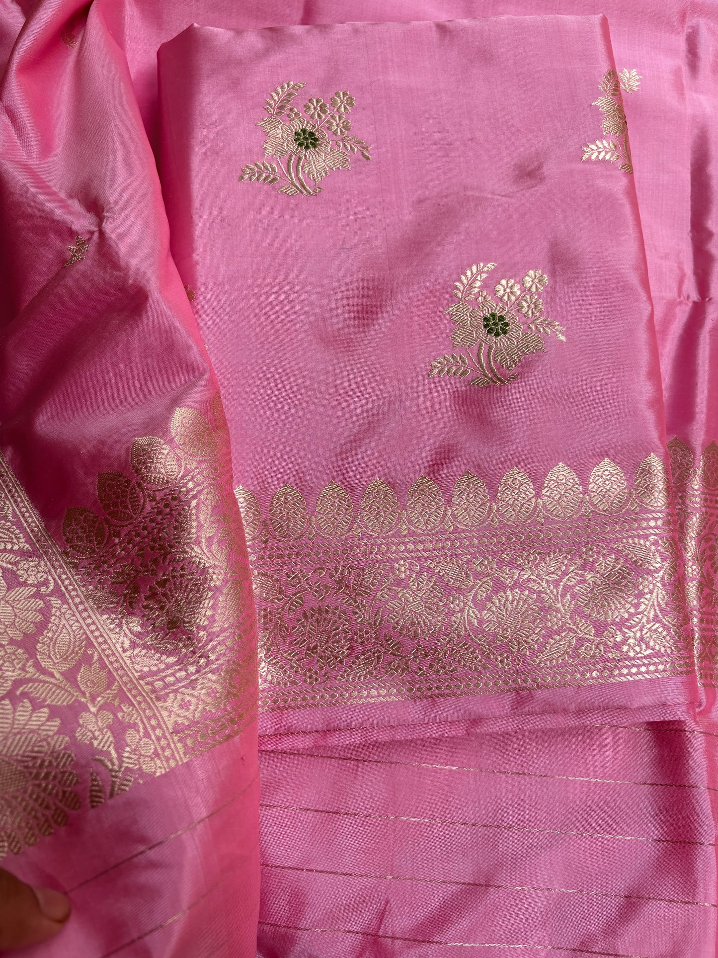 Pink Katan by katan silk meenadar suit set
