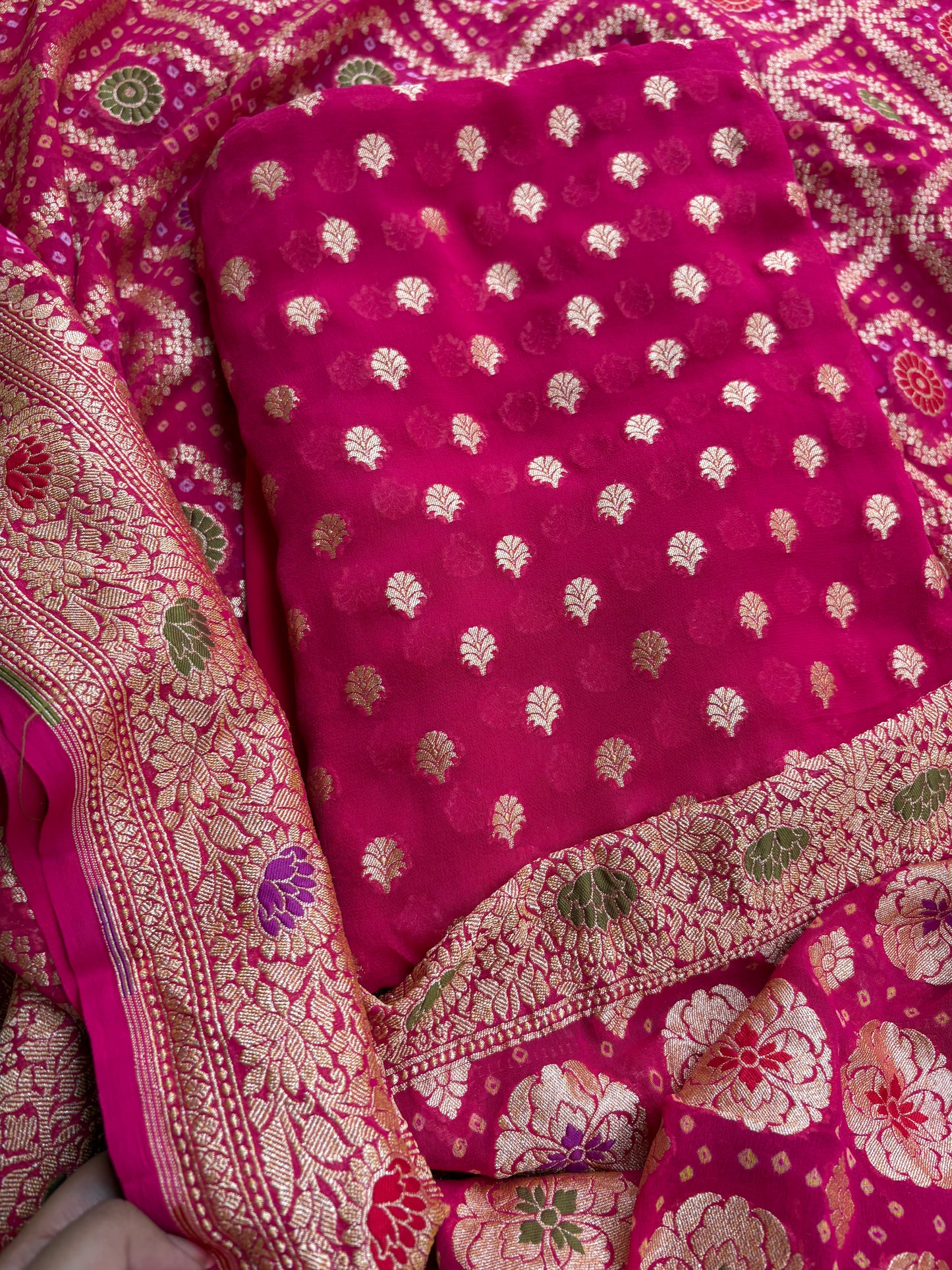 Pink Khaddi georgette 3 piece suit set