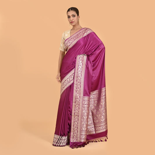Wine Mashru Silk Saree
