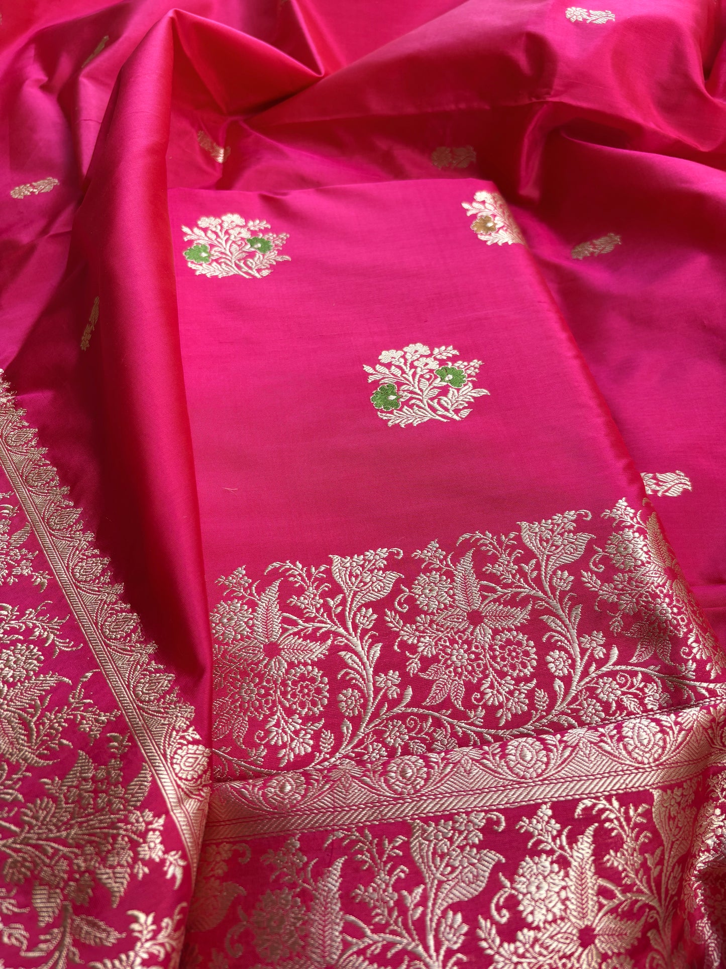 Pink katan by katan kadhwa silk suit set