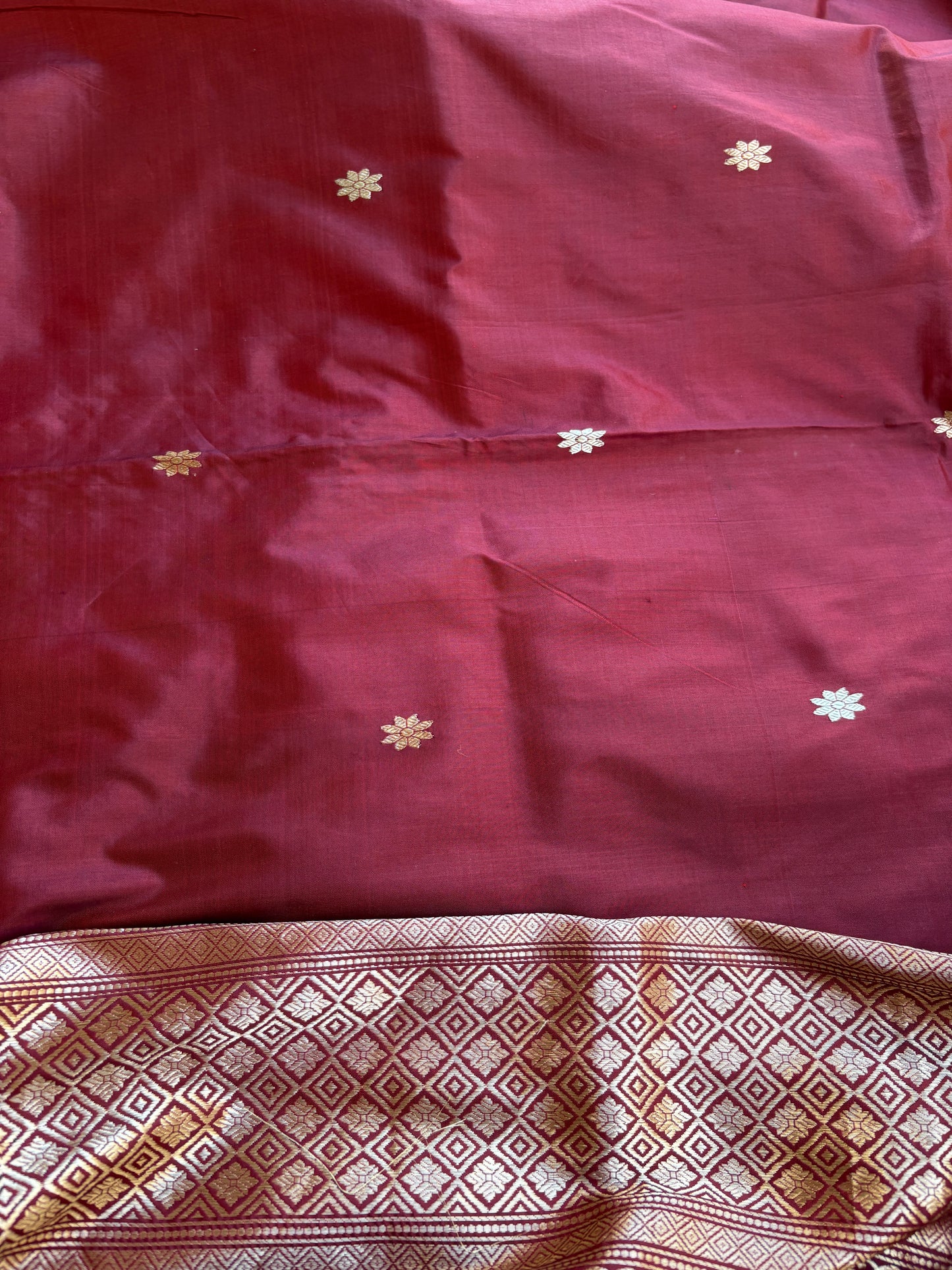 Maroon katan by katan kadhwa silk suit