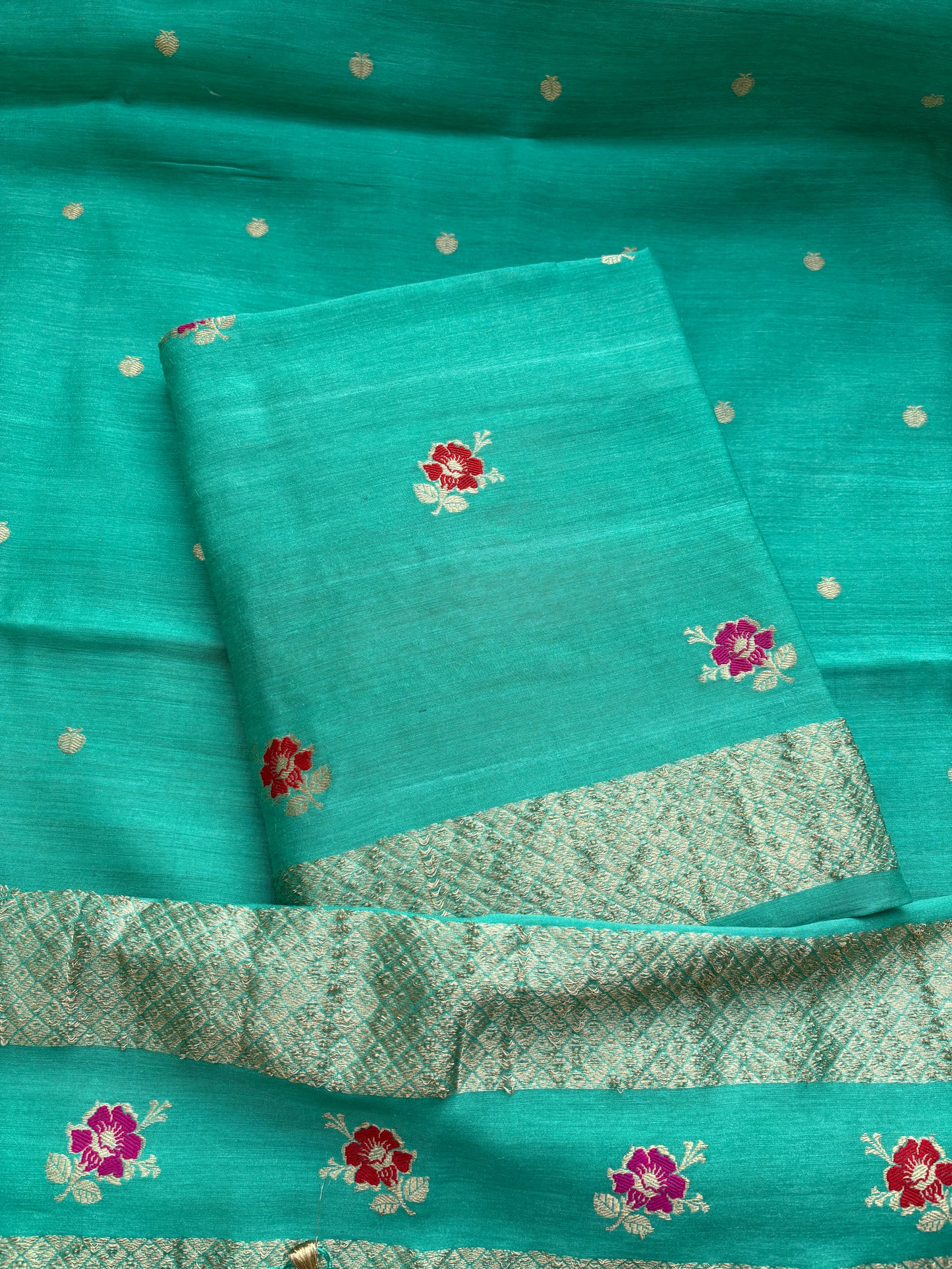 Pure kadhwa moonga silk 3 piece suit set