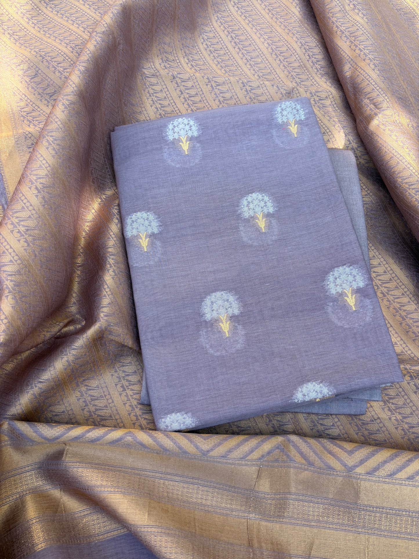Blue Chanderi kurta, tissue dupatta, plain bottom