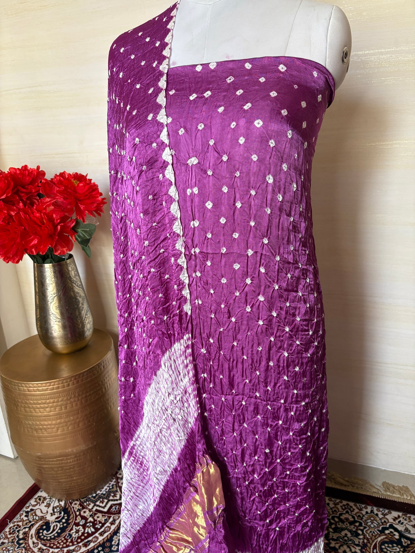 Lavender bandhani suit set