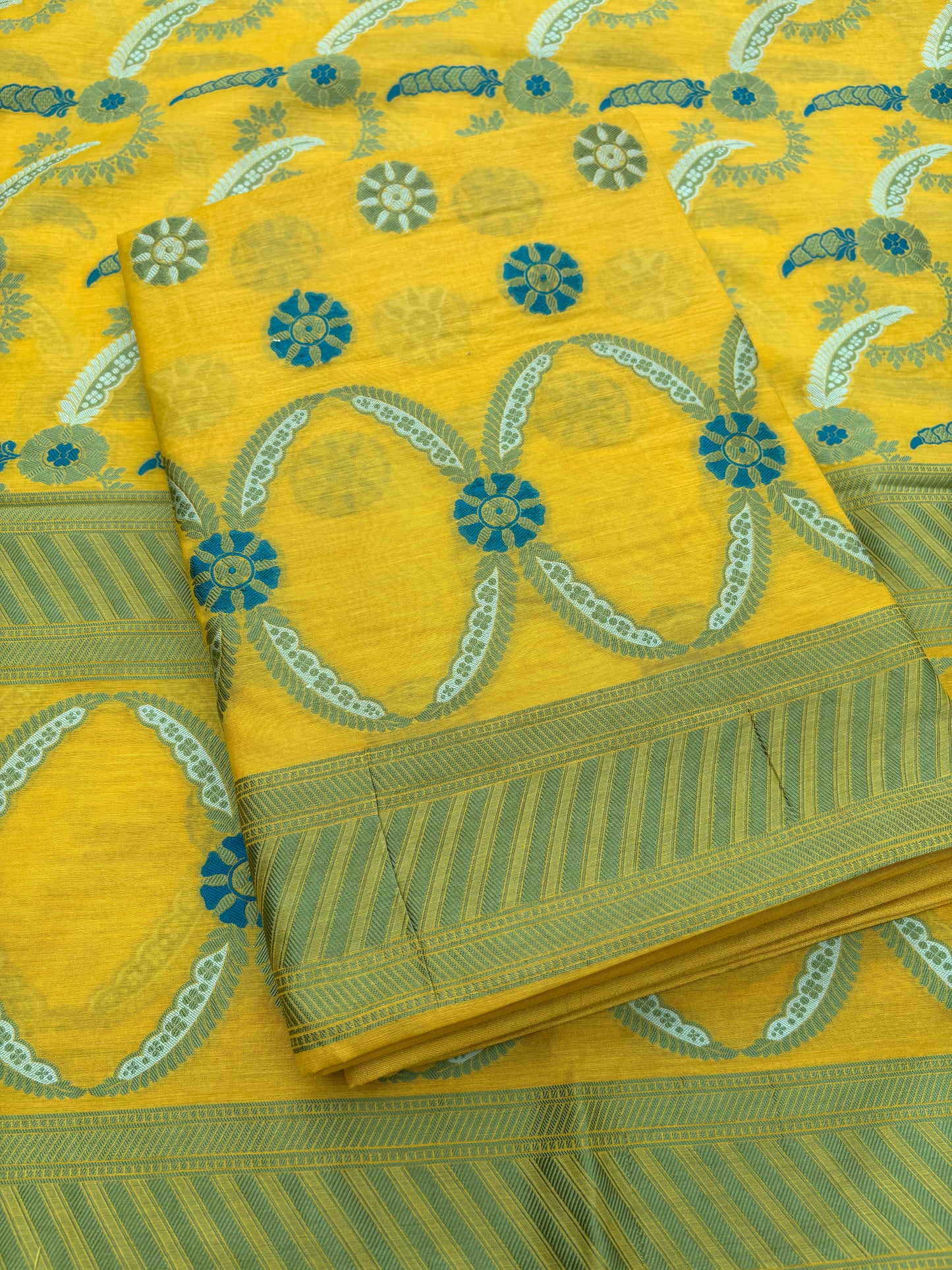 Mustard meenadar Chanderi 3 piece suit set