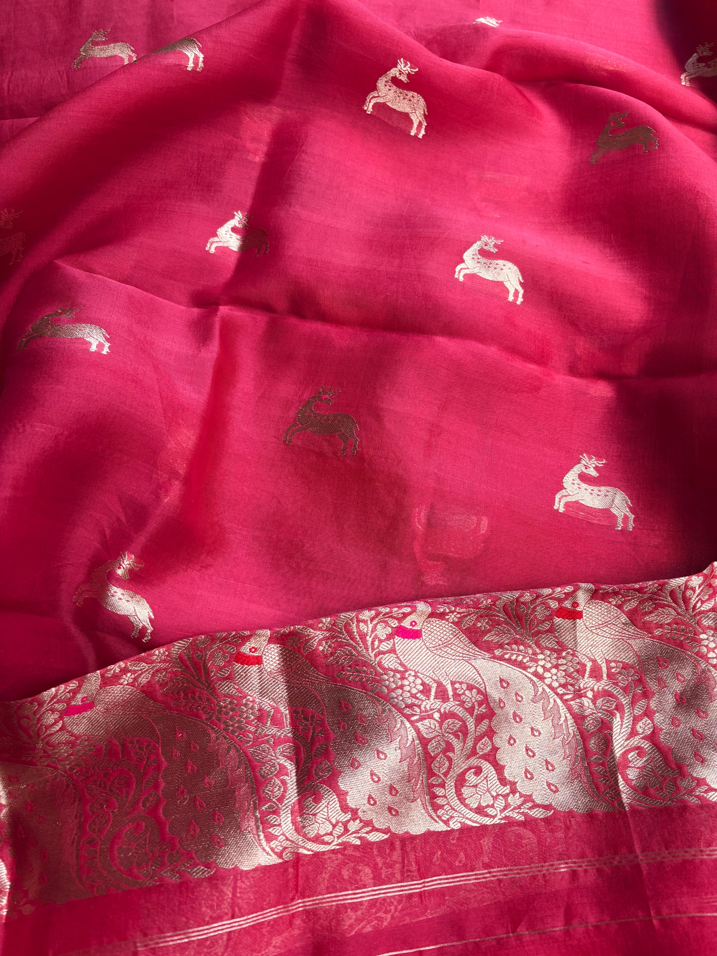 Peach raw silk kurta, bottom , kora silk dupatta
