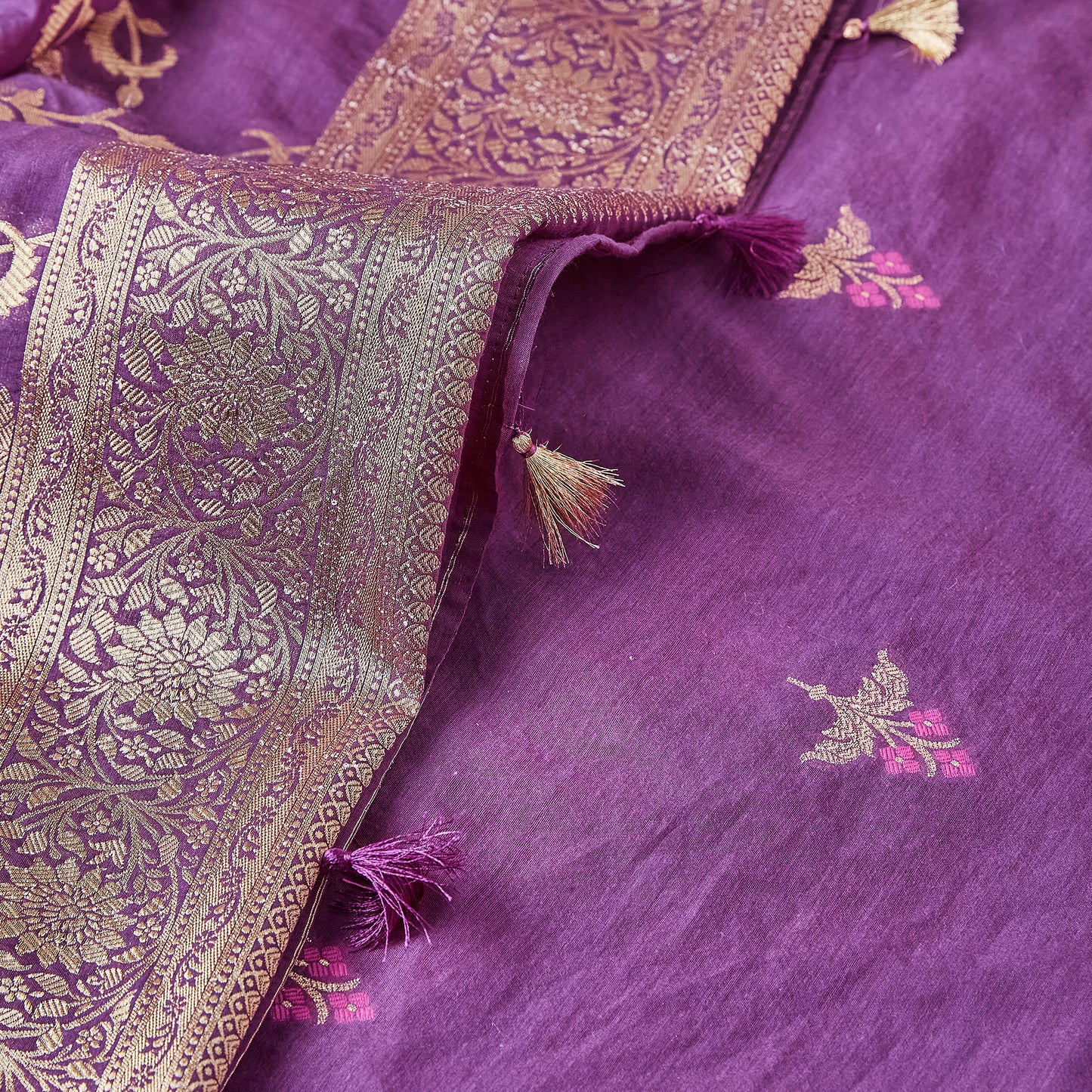 Purple Meenakari Suit Set with Zari Dupatta