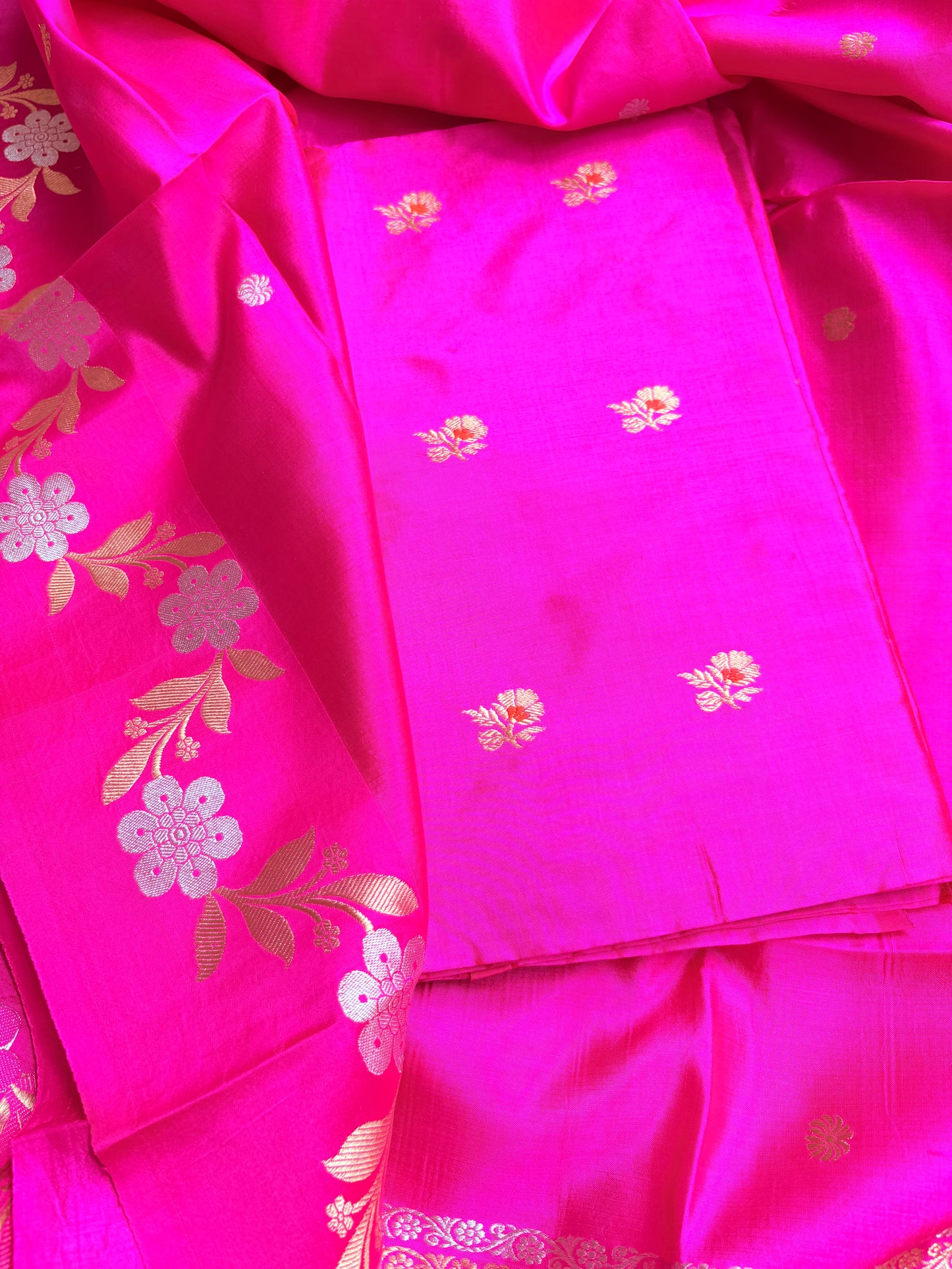 Pink katan by katan silk 3 piece suit set