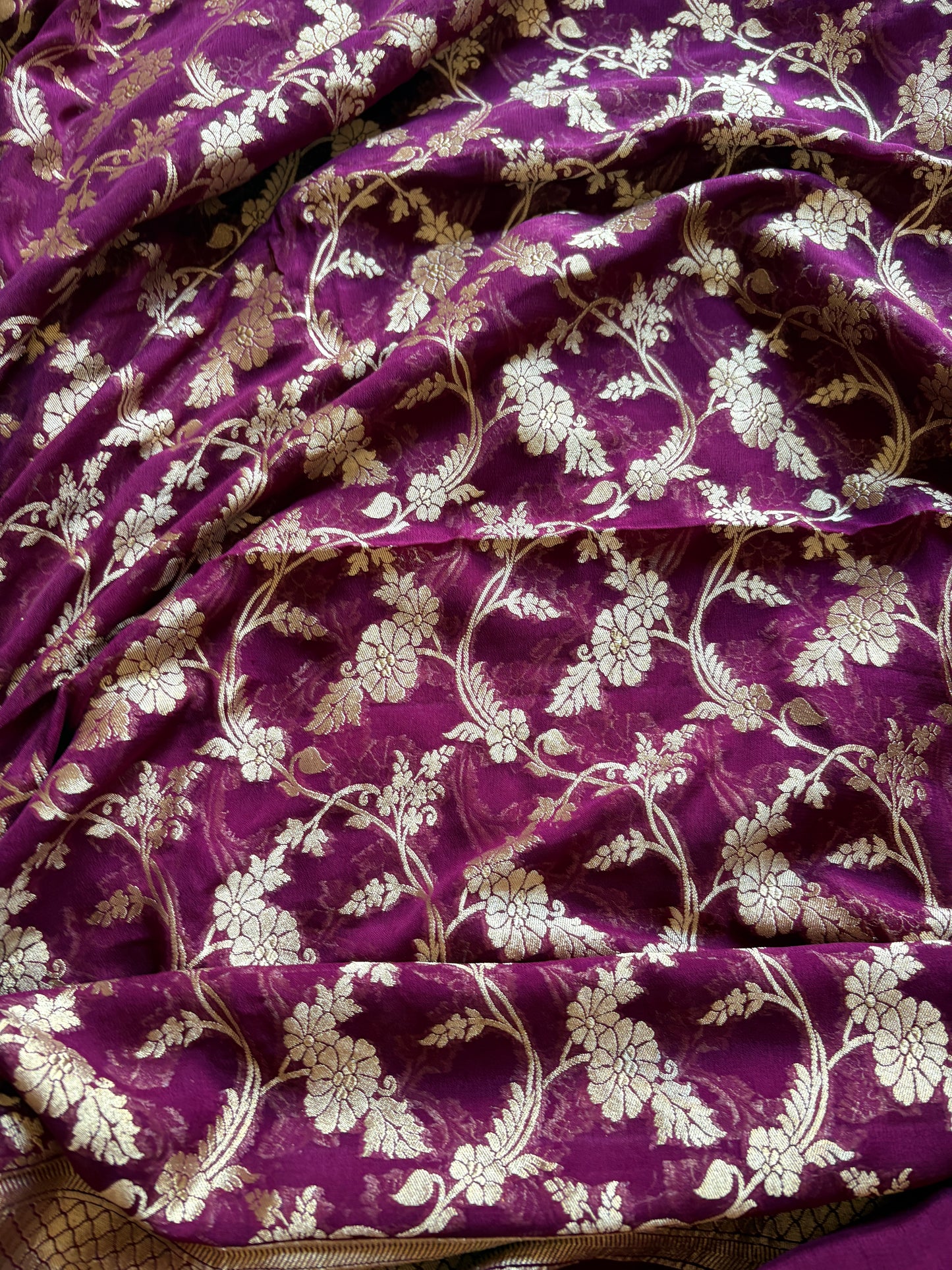 Magenta Khaddi georgette 3 piece suit set