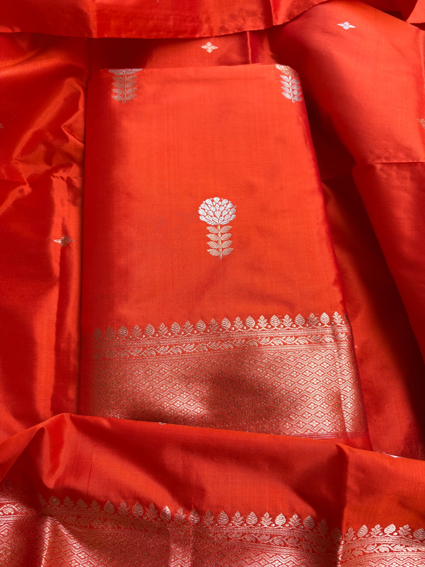 Orange katan by katan silk 3 piece suit set