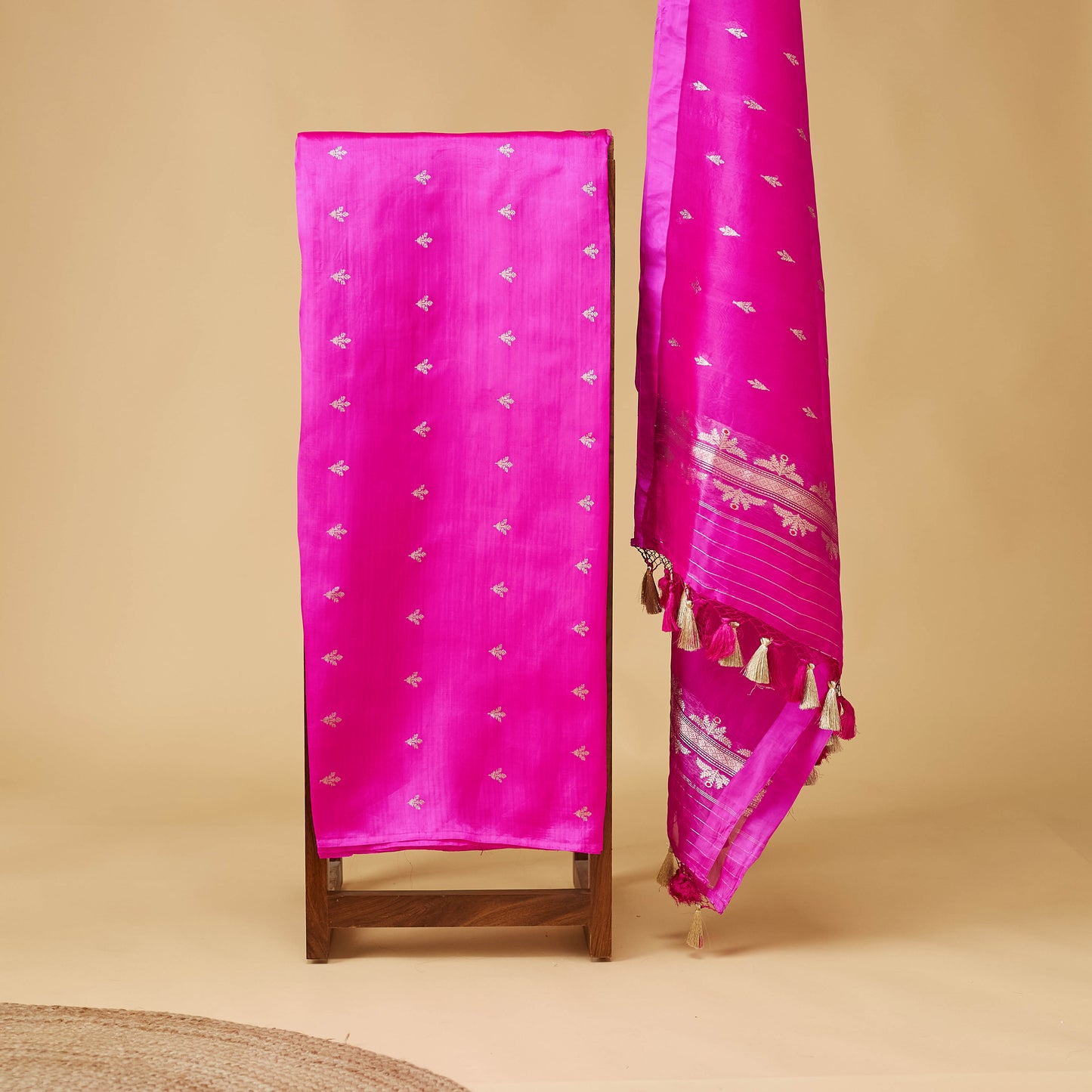 Pink raw mango silk 3 piece suit set