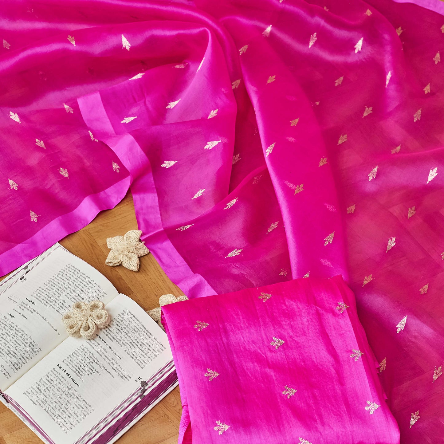 Pink raw mango silk 3 piece suit set