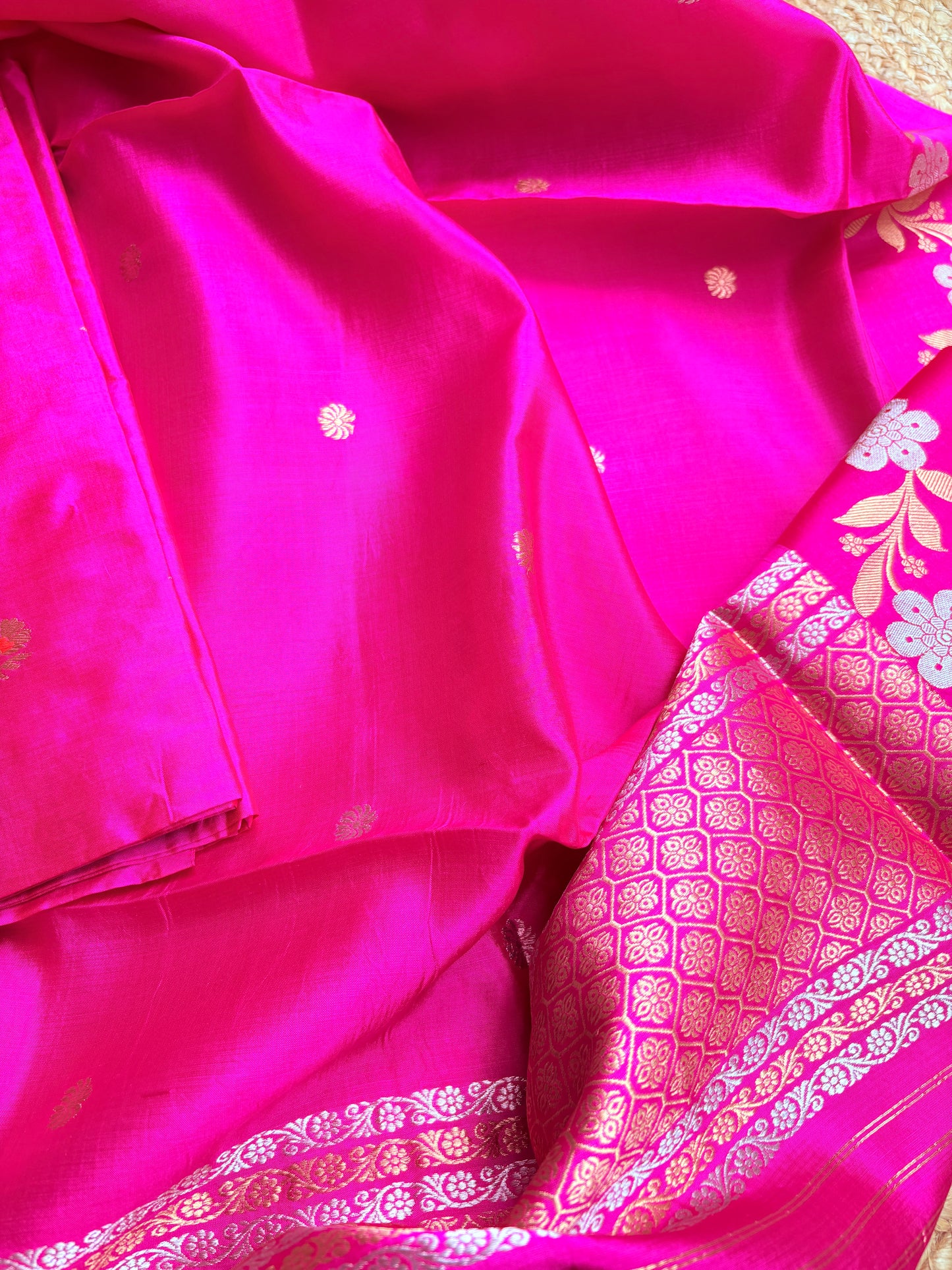 Pink katan by katan silk 3 piece suit set