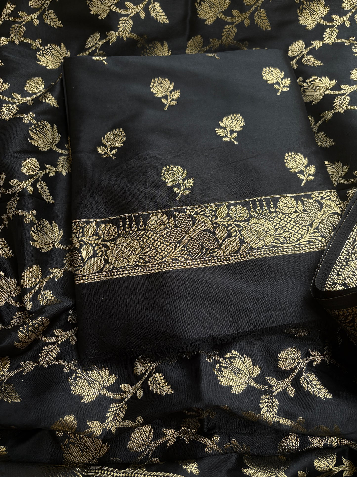 Black premium Banarasi silk 3 piece suit set