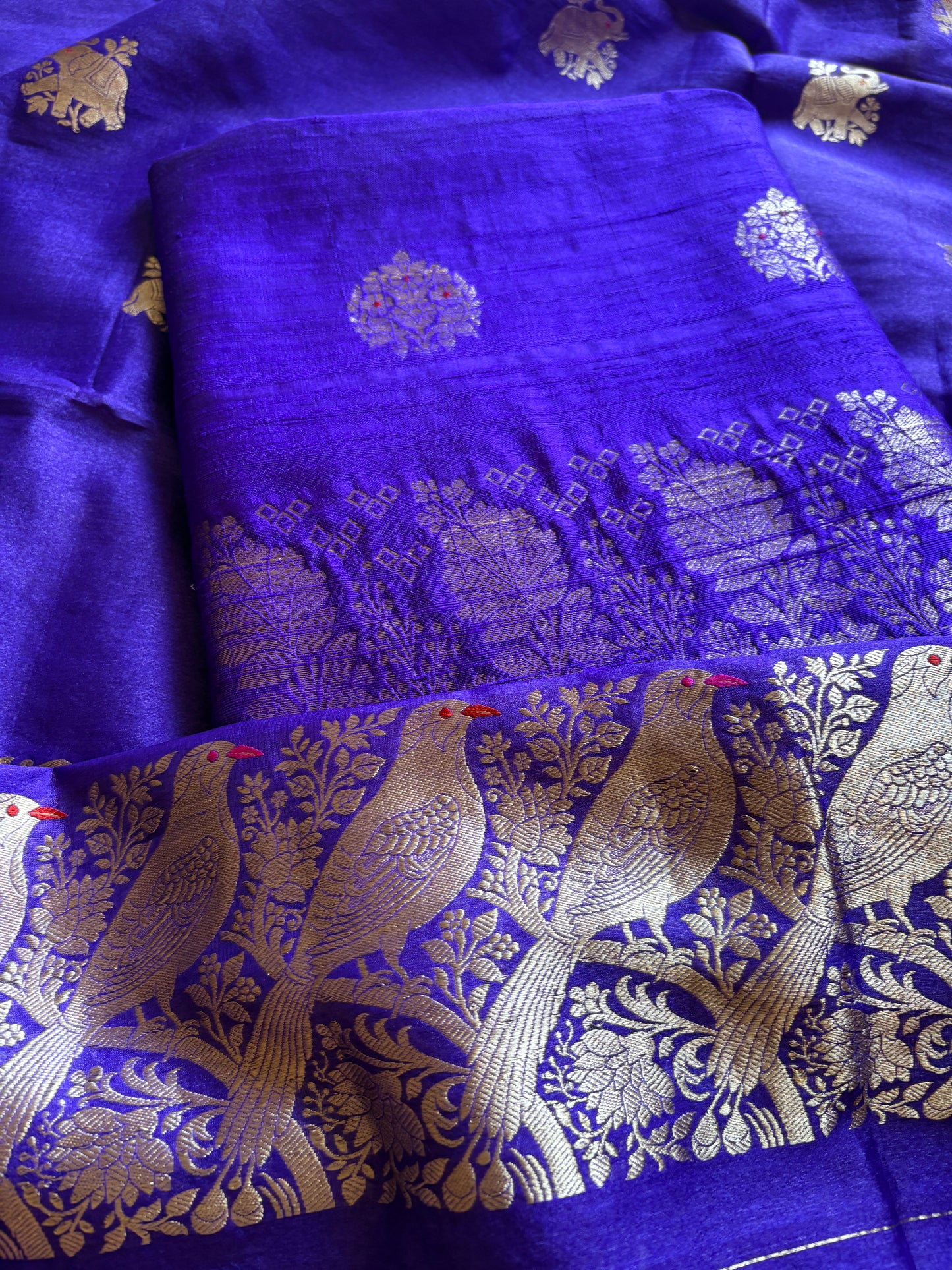 Purple raw silk kurta, bottom and kora kadhwa dupatta