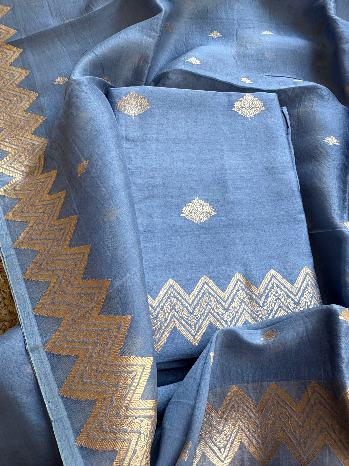 Blue grey Chiniya kora suit set