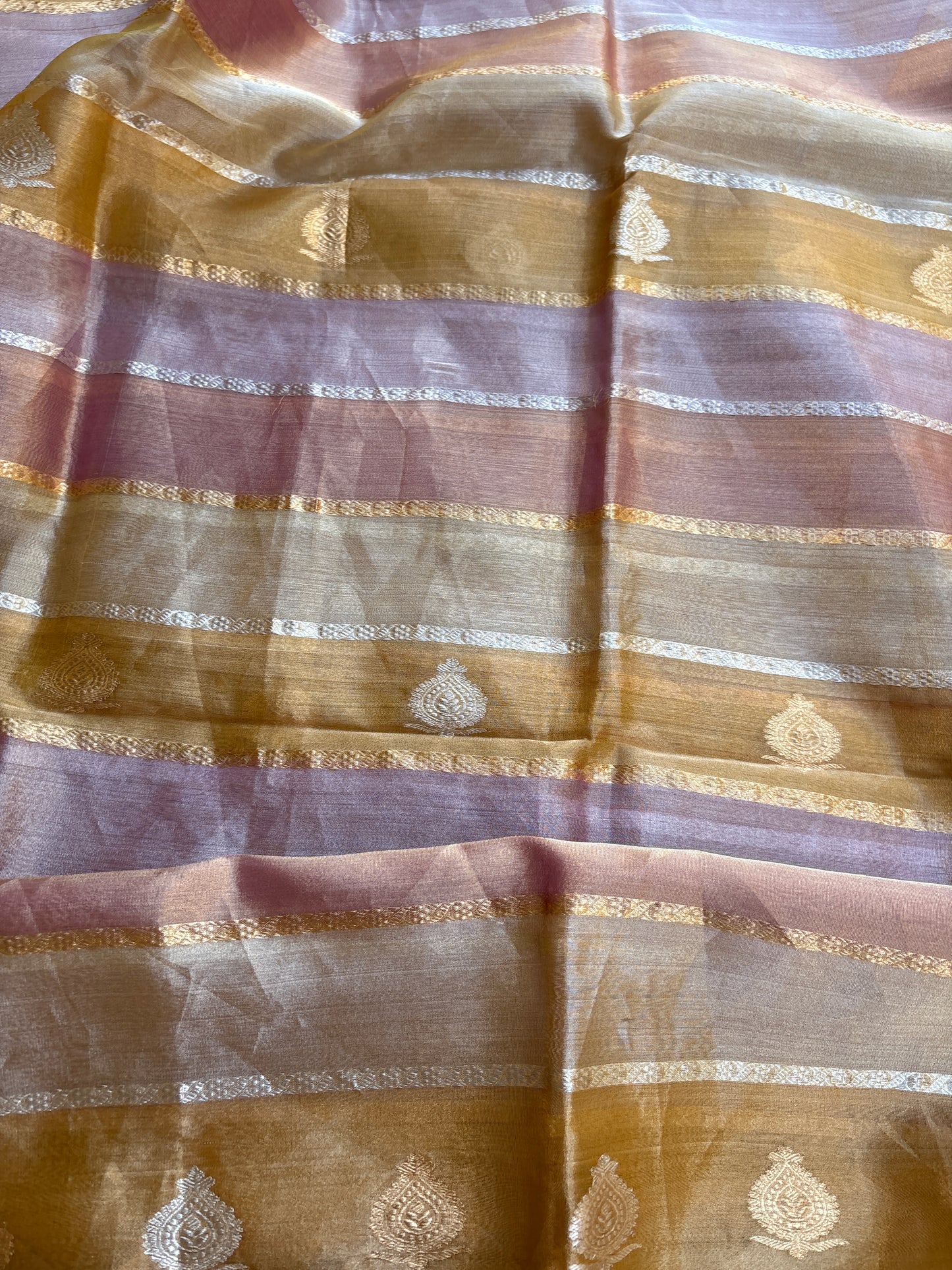 Yellow Chiniya silk kurta bottom and kora tissue dupatta