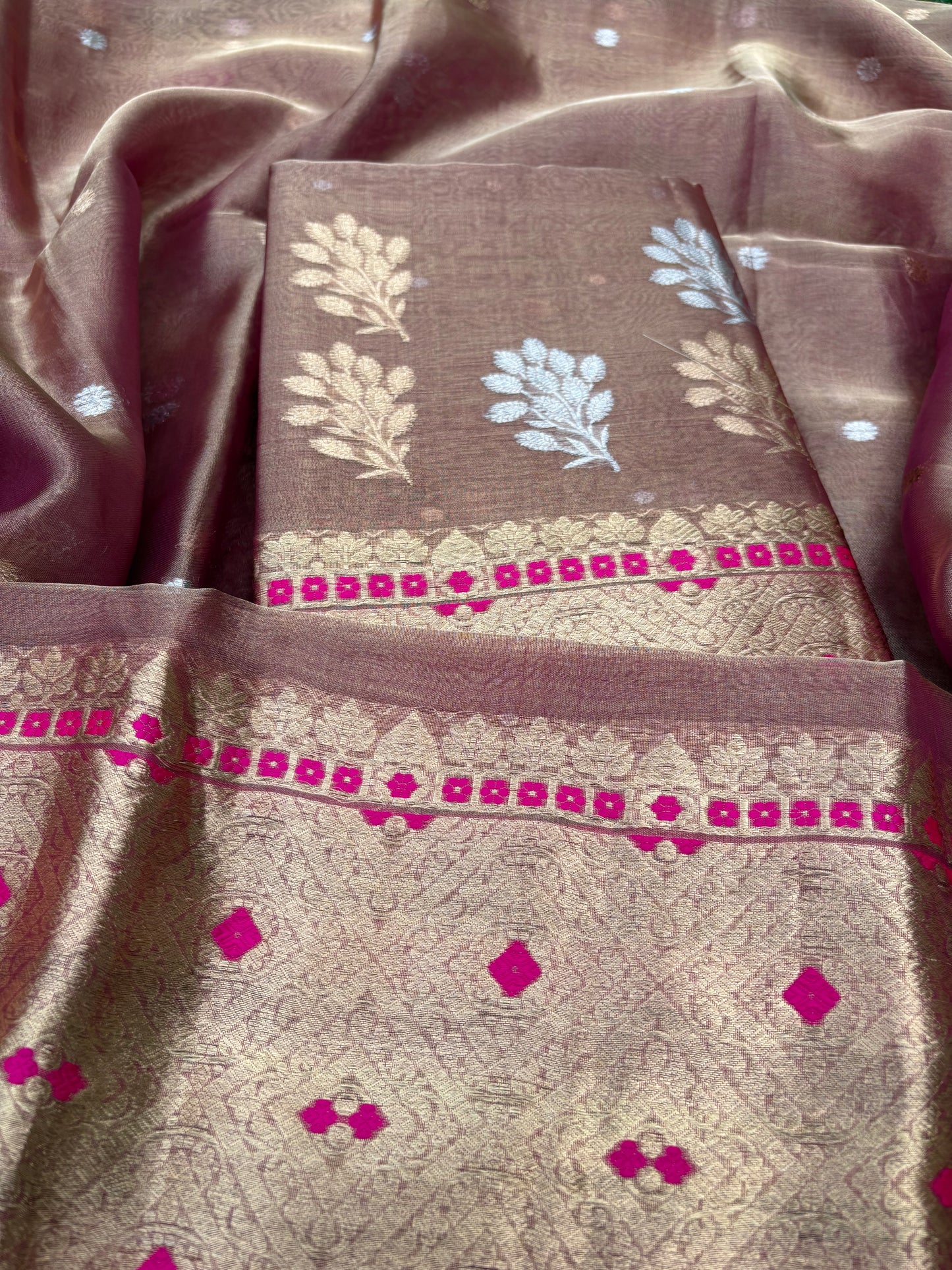 Purple meenadar tissue kadhwa 3 piece suit set