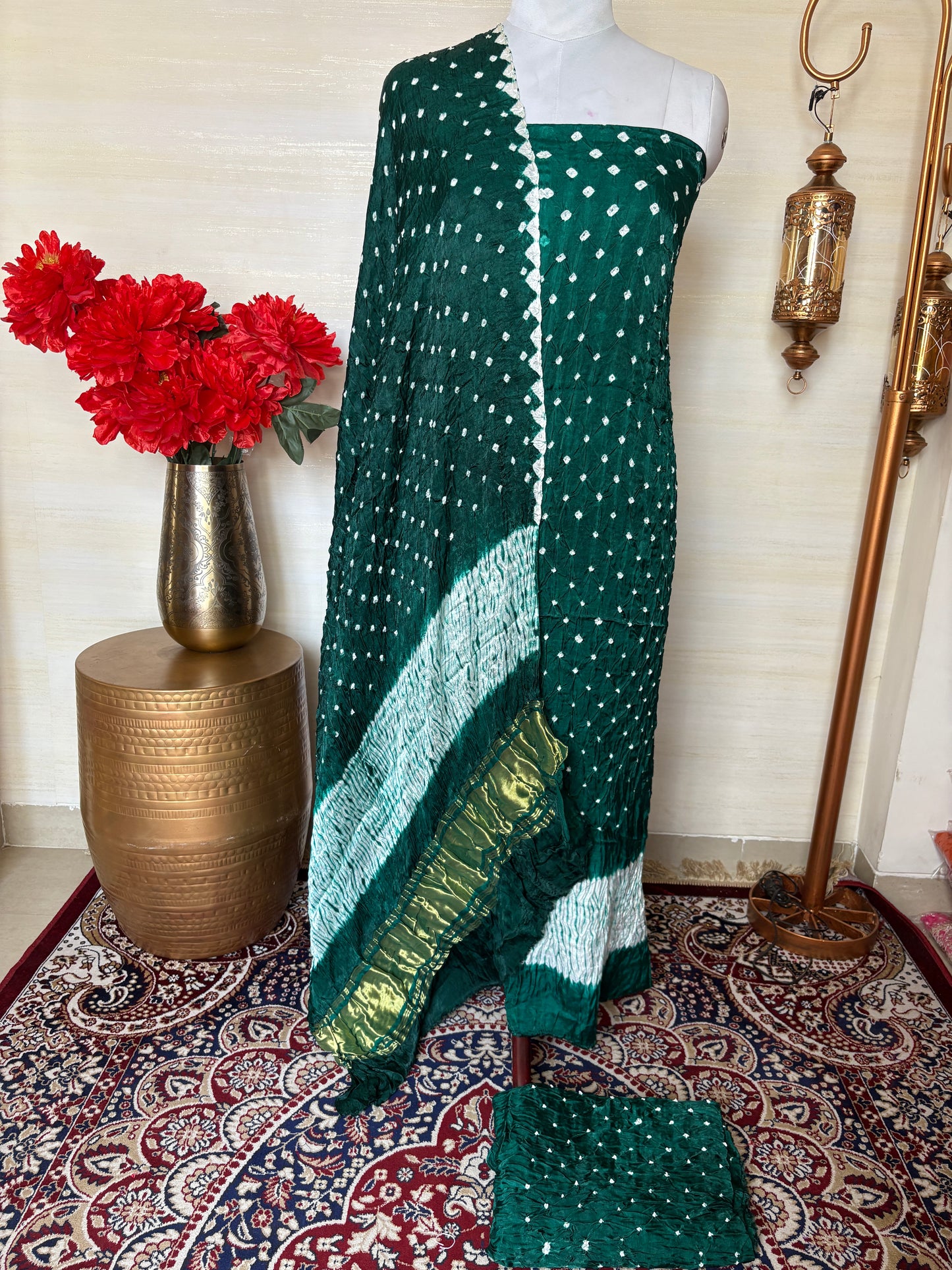 Green bandhani suit set
