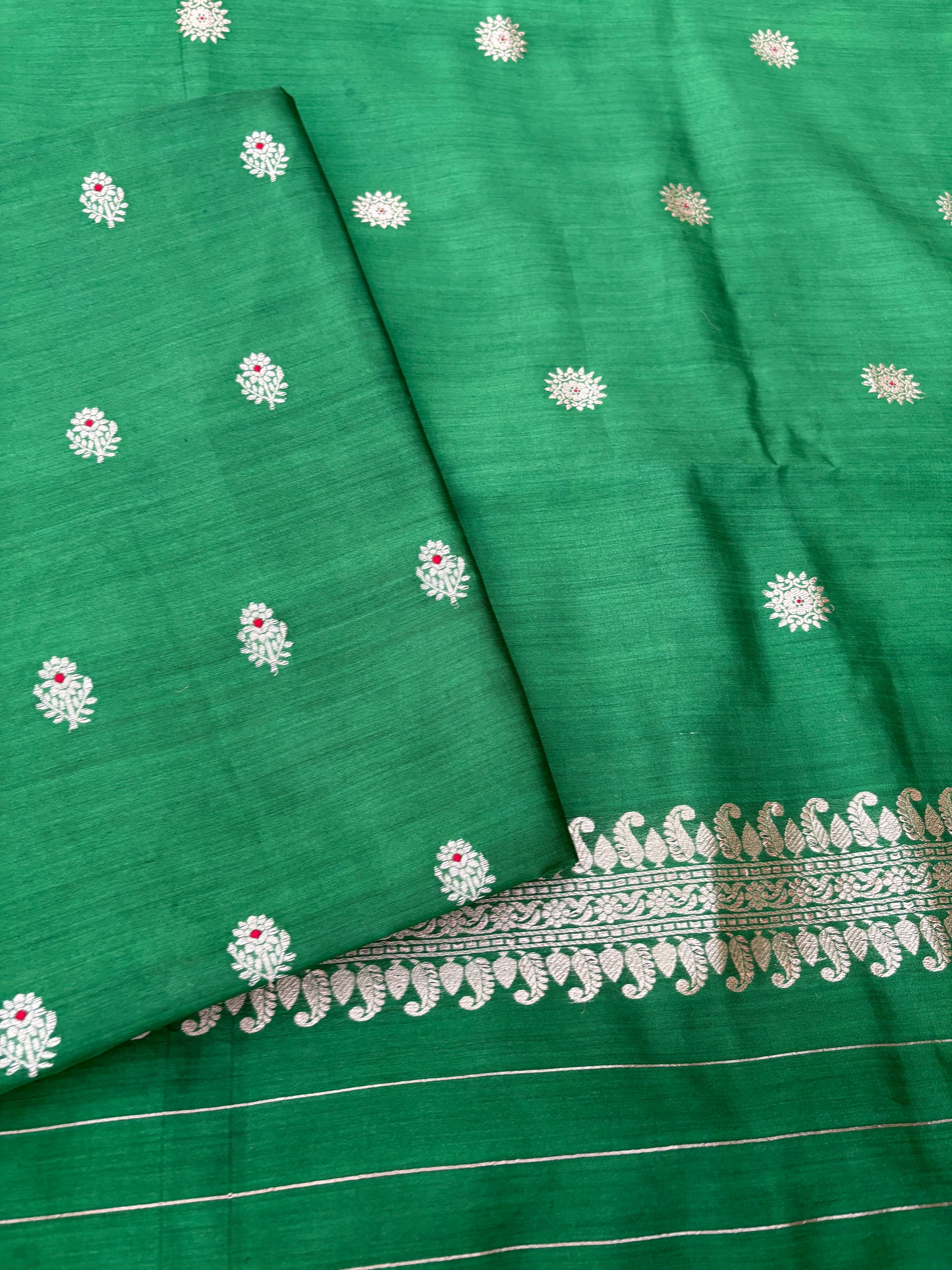 Green Chiniya silk kadhwa 3 piece suit set