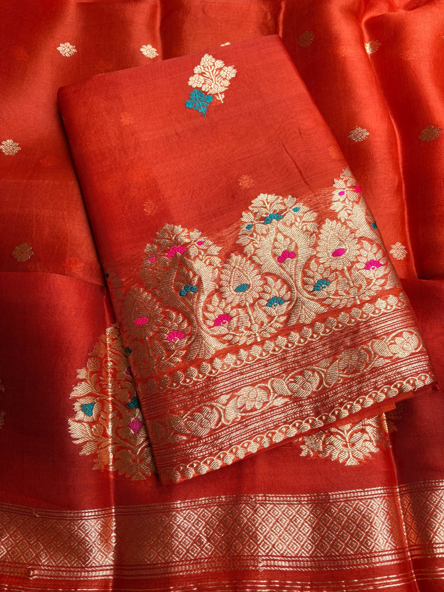 Rust kora kadhwa meenadar suit set