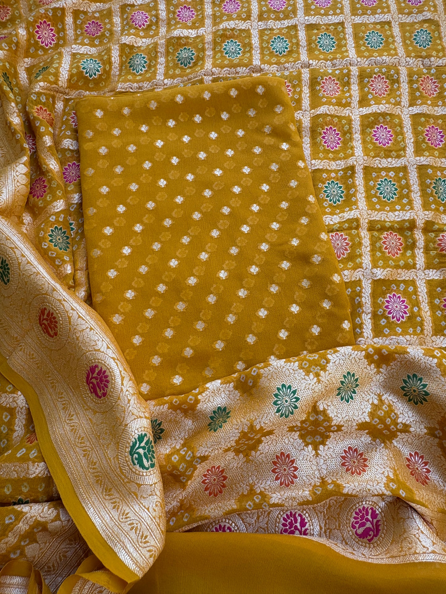 Mustard Khaddi georgette suit set